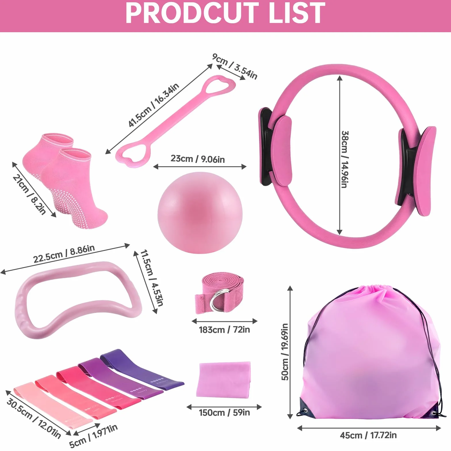 Pilates Ring Set 13 Pièces Cercle Magique Fitness Femmes