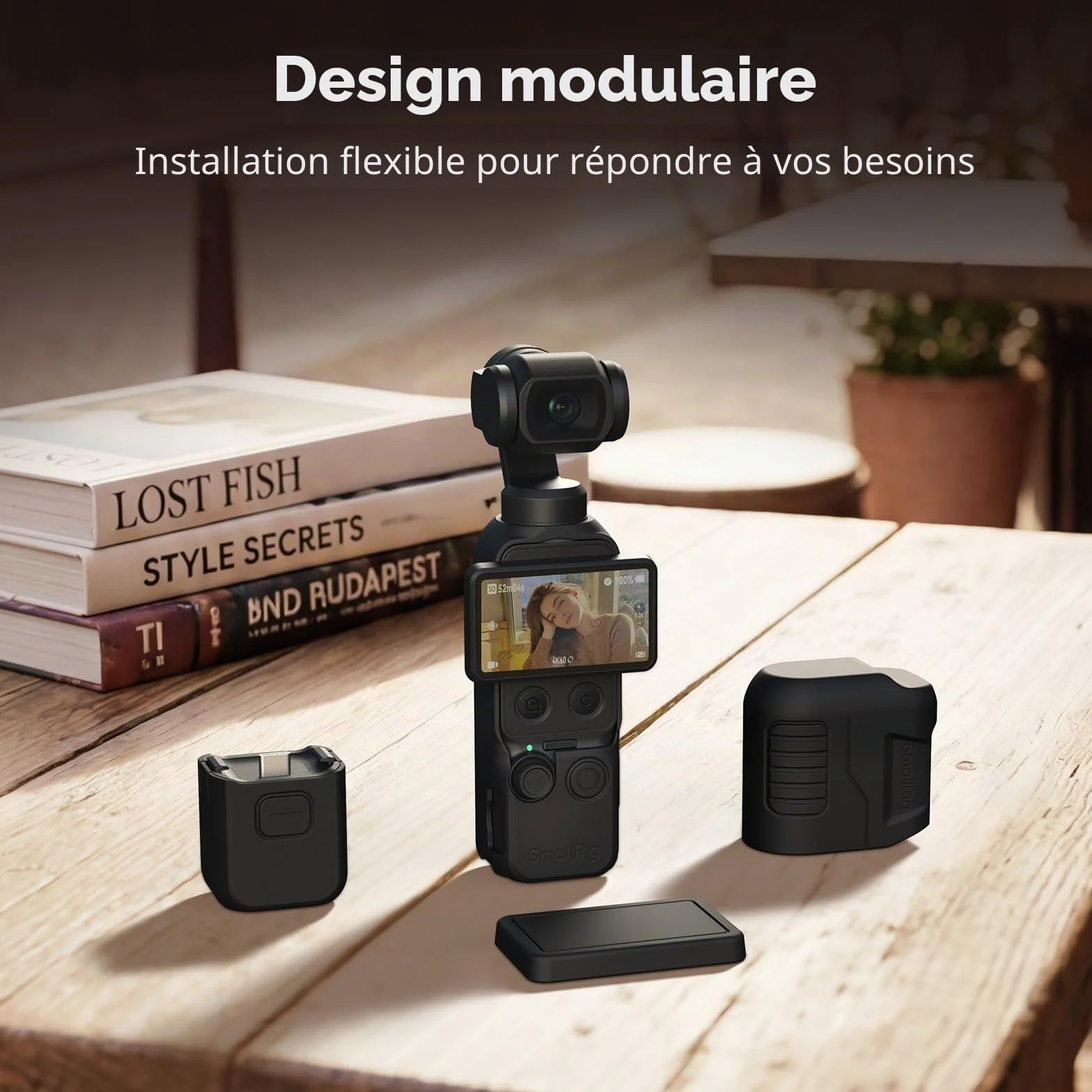 SMALLRIG Étui de Protection en Silicone pour DJI Osmo Pocket 4 - Protection Modulaire Multi-Directionnelle, Matériau en Silicone Souple, avec Protecteur d'Écran en Verre Trempé et Dragonne - 6007