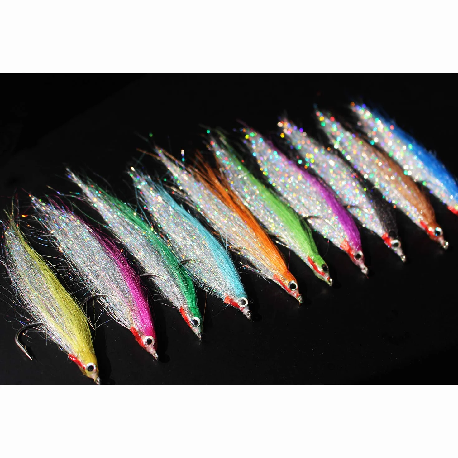 Tigofly Lot de 10 Mouches de Pêche Acier Haute Teneur en Carbone Hameçons Argentés Holographiques 4 cm 10 Couleurs Saumon Truite Bar