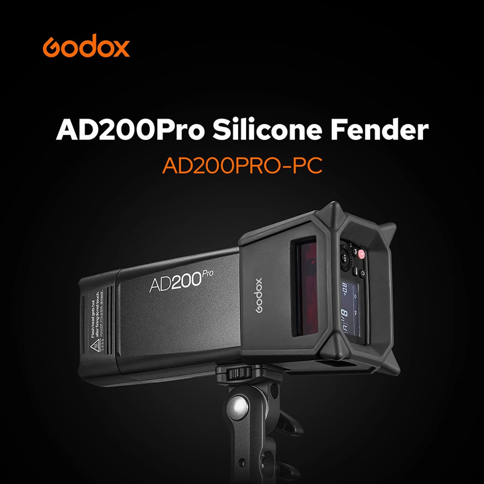 Godox AD200Pro-PC Housse de Protection en Silicone, Protégez Votre Flash AD200ProII AD200Pro AD200 ou Remplacez Idéalement Un Support de Lampadaire