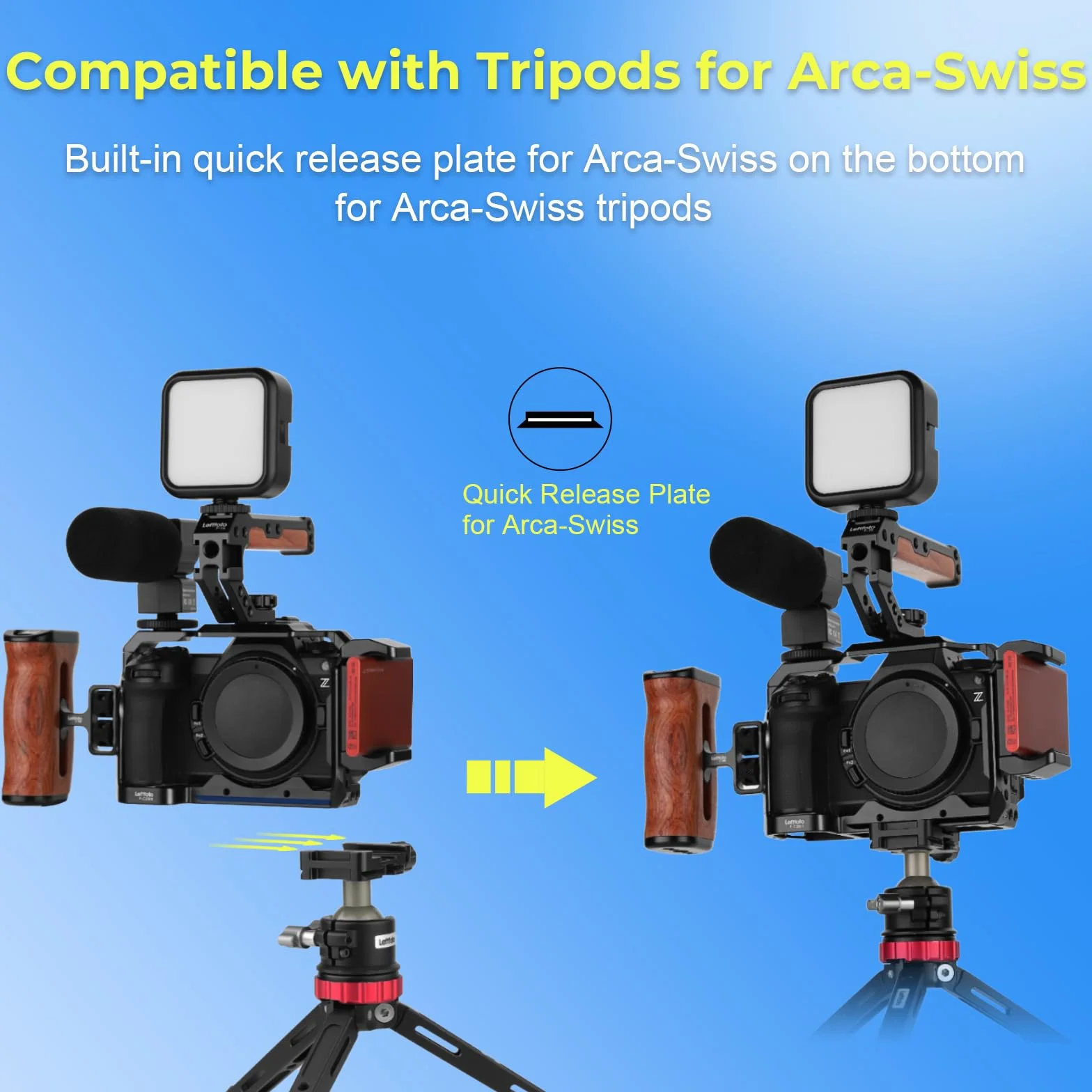Leftfoto Cage pour appareil photo Nikon Z6III/Z5/Z6/Z7/Z6II/Z7II, cadre de protection avec base Arca, cage vidéo pour prise de vue vidéo Vlog