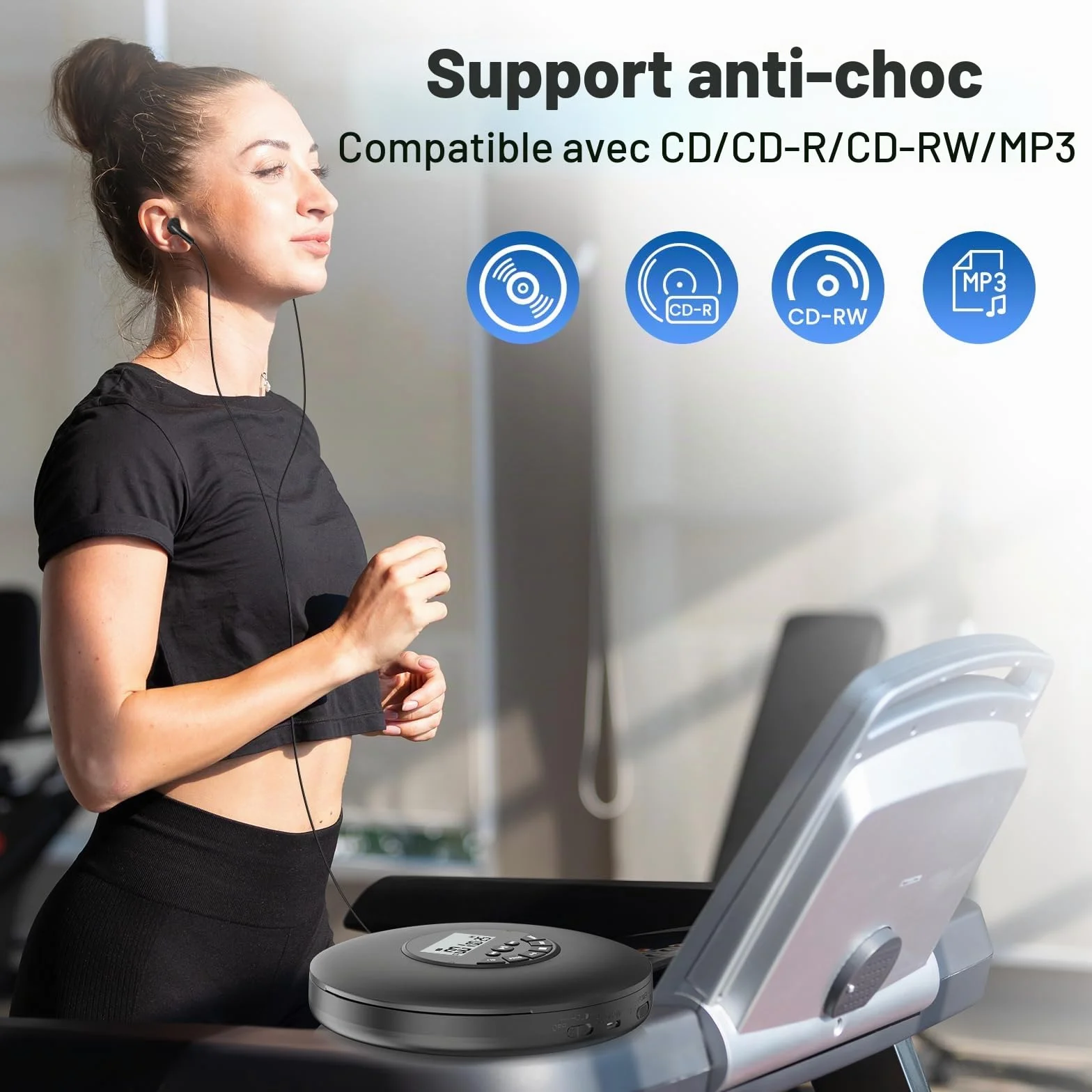 Lecteur CD Portable Arafuna avec Protection Anti-Saut, Casque Inclus