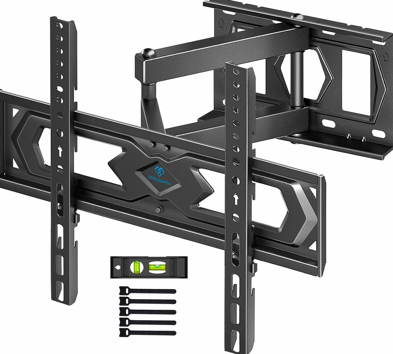 PERLESMITH Support Mural TV, pour 26-60 Pouces (66-152 cm) Télévision Jusqu'à 40kg, Fixation TV Murale Orientable et Inclinable 50 55 Pouces, Max VESA 400x400mm PSMFK10