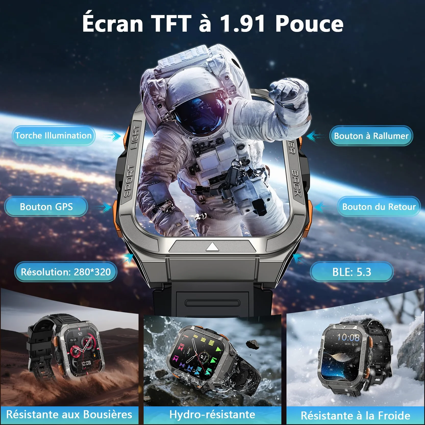 Blackview Montre Connectée Homme avec GPS Intégré, Montre Connectée Appel Bluetoot 900 mAh Batterie, Montre Sport avec Podometre,110+ Sportifs,Suivi Santé et Sommeil, Smart Watch pour Android iOS