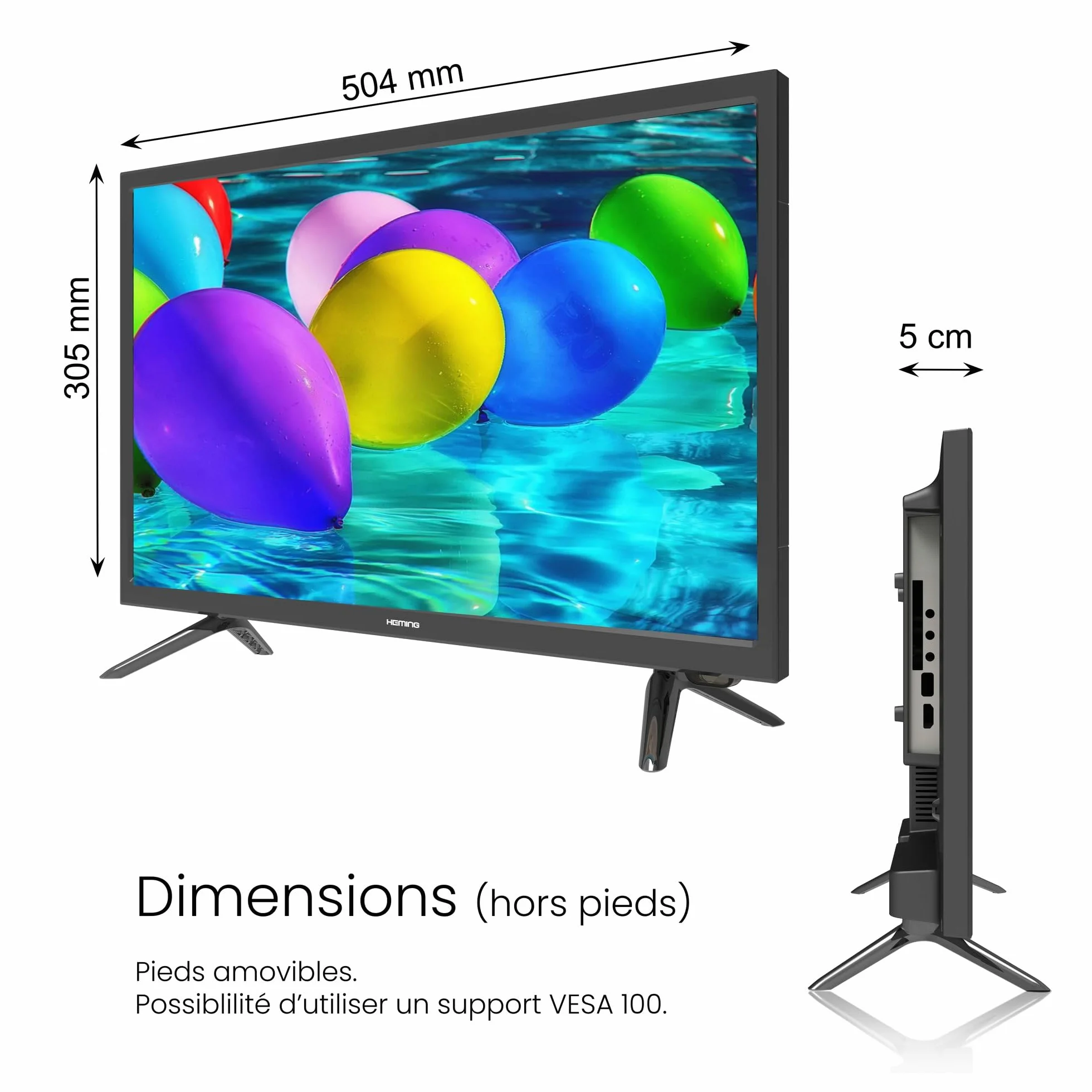 Heming Smart TV 22" Android 11 | Full HD, WiFi & Bluetooth | 12V/24V/220V pour Camping-Car, Camion, Bateau, Caravane | Garantie 2 Ans