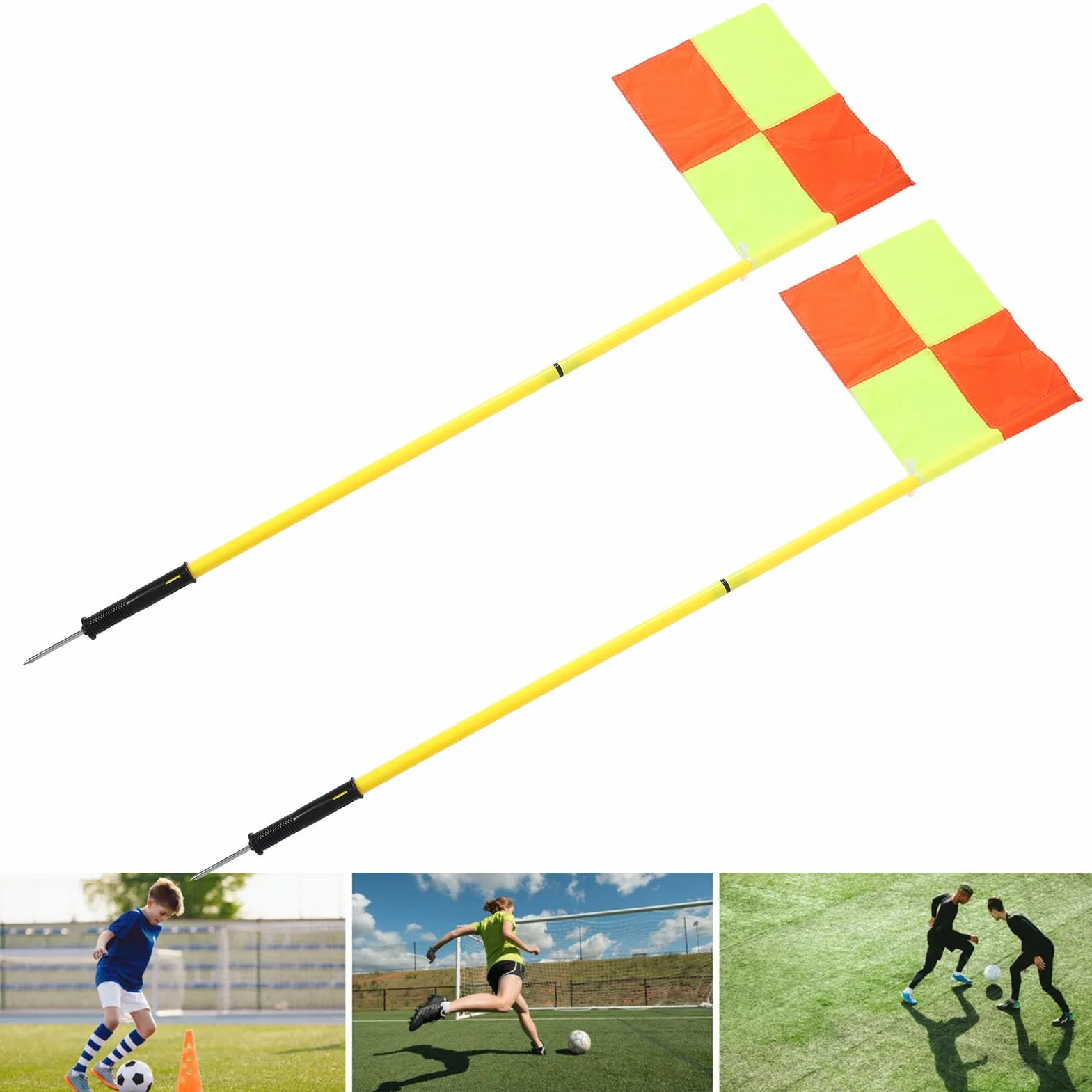 Football Corner Flags Set 1,5 m Poles 4 Square Flags Outdoor Training