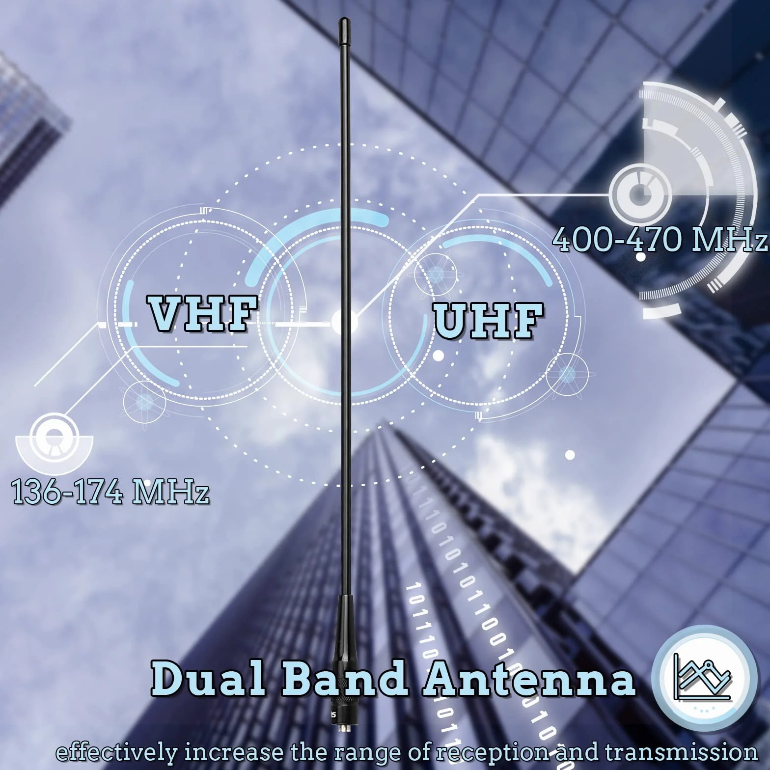 Retevis RHD771 Antenne SMA-F Double Bande 144/430MHz VHF/UHF Talkie Walkie Antenne, Compatible avec Baofeng UV-5R UV-5RM GT-5R Retevis RT5R RA79 RT86S, Qansheng UVK5 (1 Pcs)
