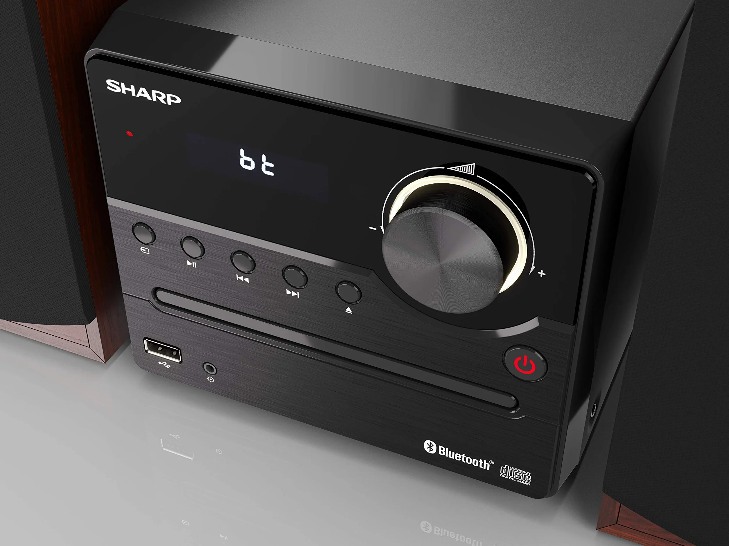 Sharp XL-B512(BR) Micro Chaîne Stéréo avec Radio FM, Bluetooth 5.0, CD-MP3, Haut-parleurs en Bois, 45 W Marron