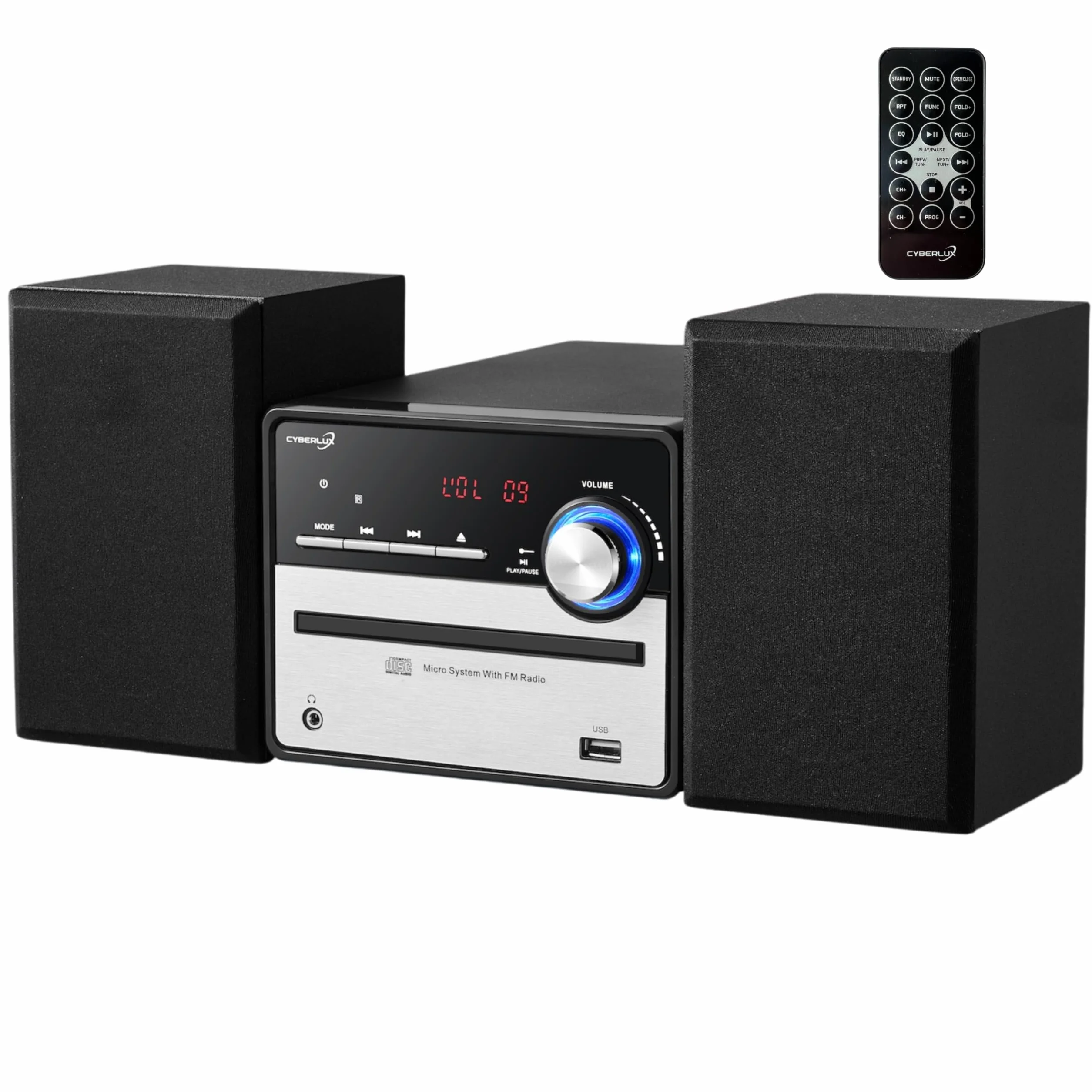 Mini chaîne HiFi rétro avec radio FM, CD/MP3, USB et sortie ligne
