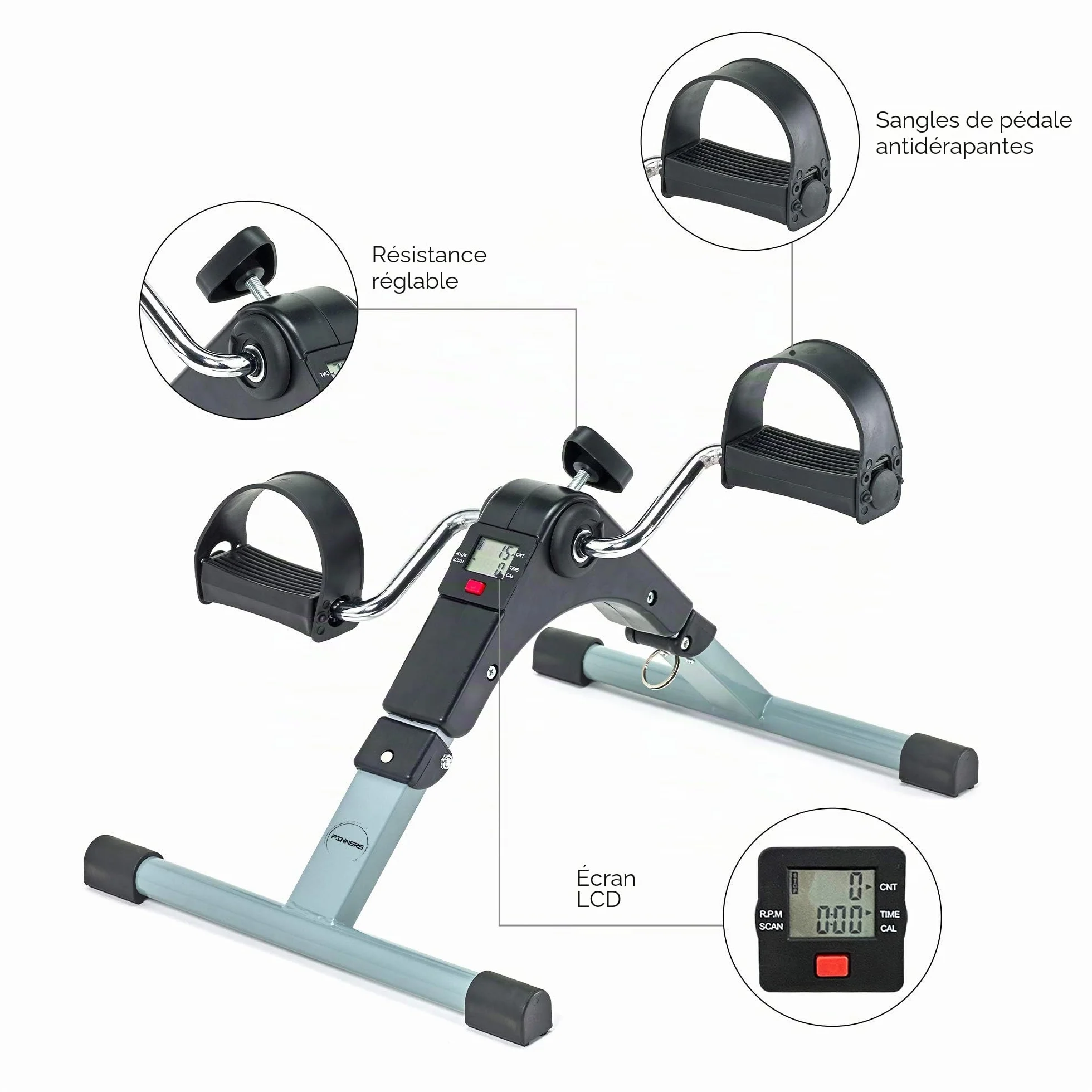 Mini Vélo d'Appartement Pédalier Pliable avec Résistance Réglable et Ecran LCD pour Seniors