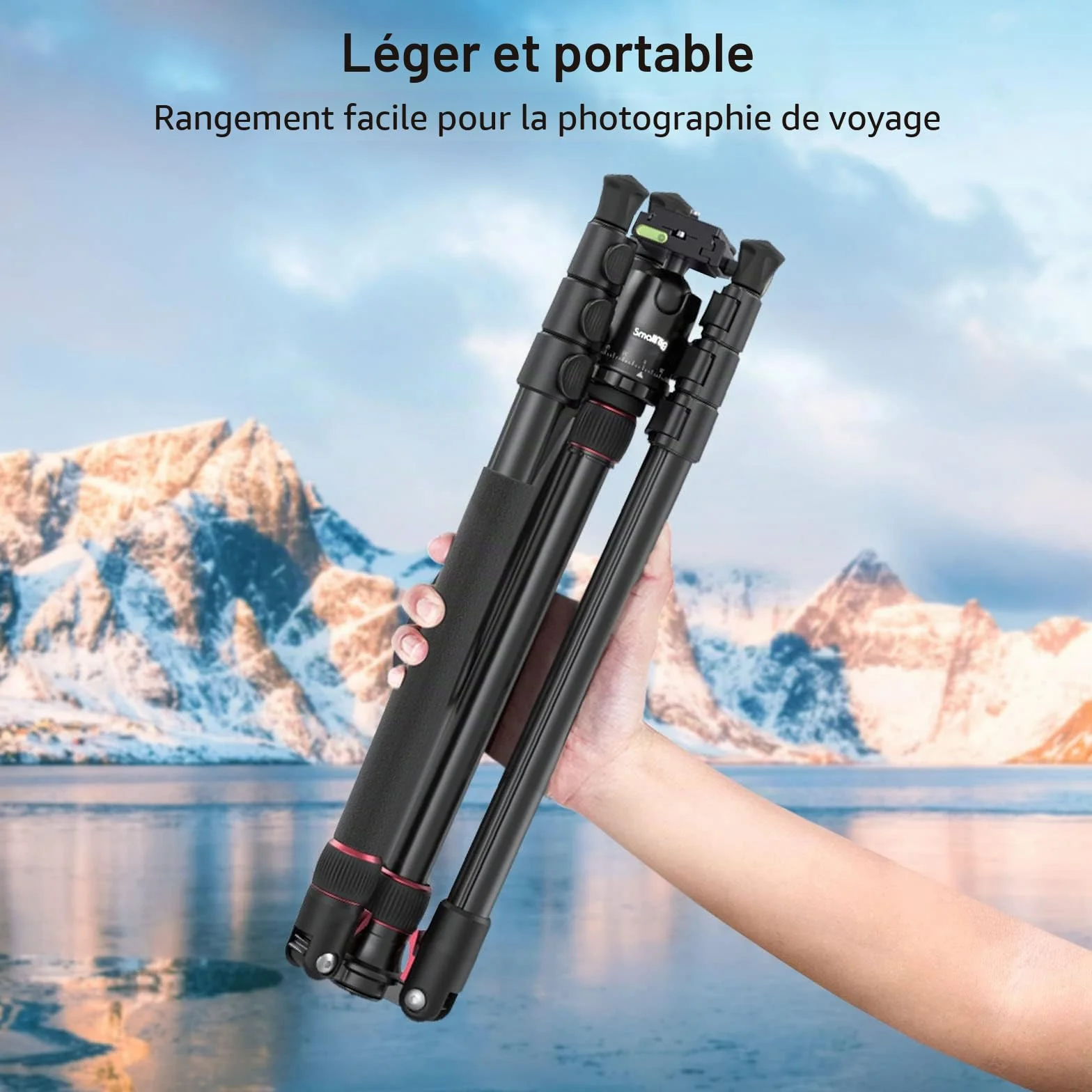 SMALLRIG Trépied Monopode pour Appareil Photo, 72" 182cm Trépied en Aluminium Léger et Portable, Rotule Panoramique à 360° Plaque à Dégagement Rapide, Charge Max 15kg, Réglable de 17" à 72" - 3935