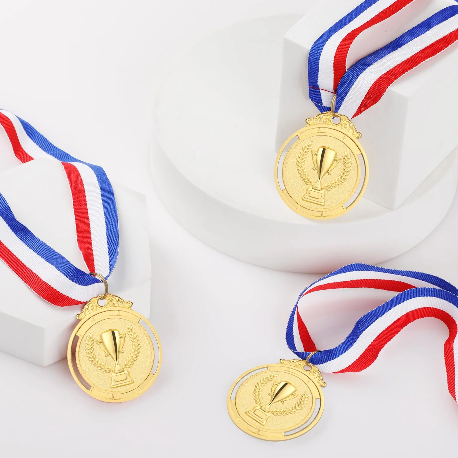 Médaille d'or avec Ruban de Cou 5 cm pour Enfants Compétitions Sportives Style Olympique 12 Pièces