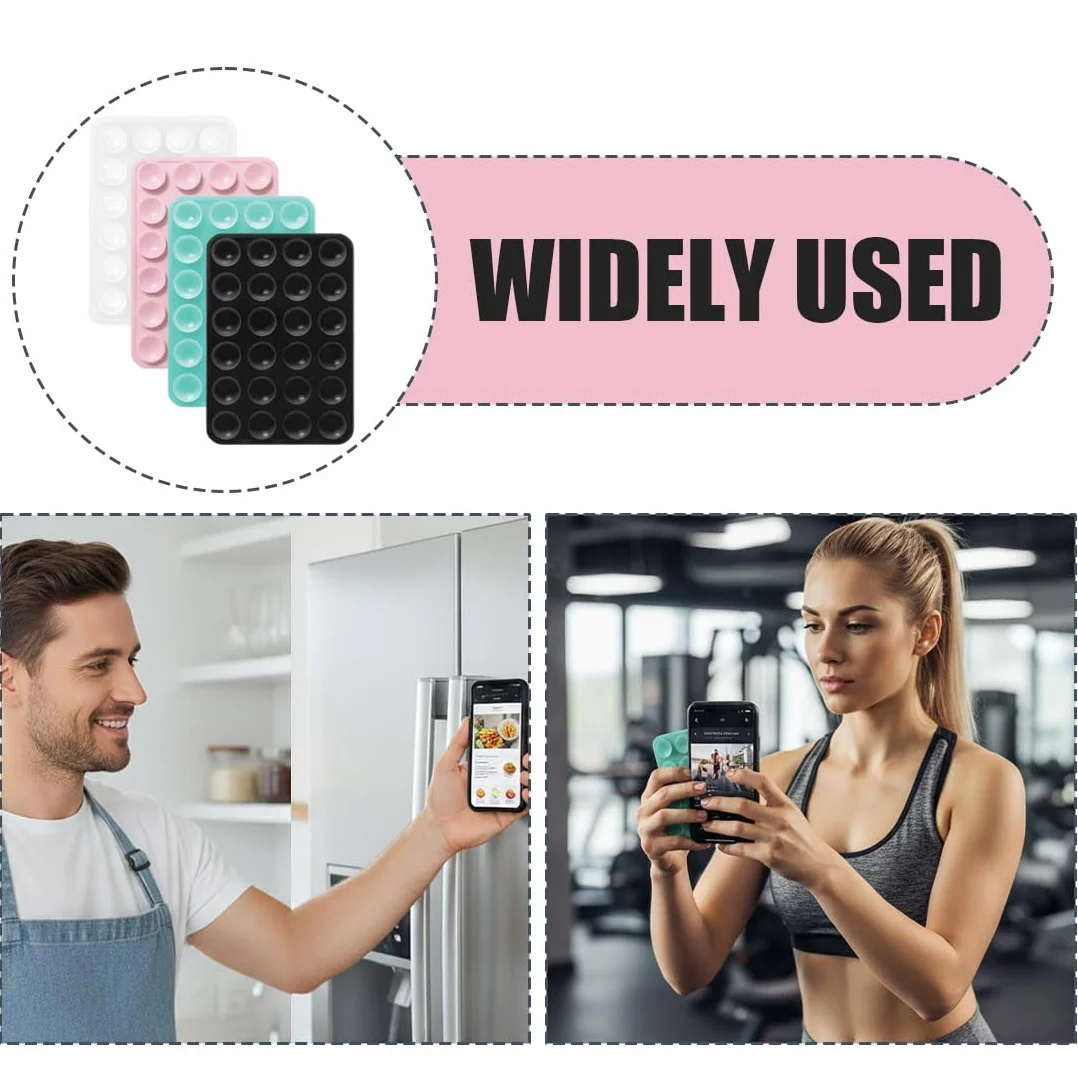 YAYNO 4 Pièces Ventouse Téléphone Portable double face en silicone Ventouse Silicone Coque Qui Adhère Au Mur Support mains libres pour miroir de douche et poignée à selfie de voiture