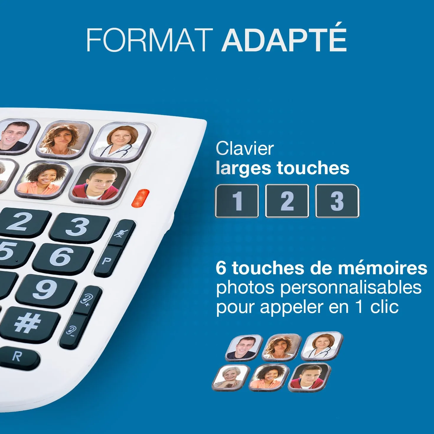 ALCATEL TMAX 10 - Téléphone Fixe Filaire Senior - Grandes Touches - Mains Libres - Indicateur Lumineux D'Appel Entrant - Touches Avec Photos - Compatible Aides Auditives - Blanc