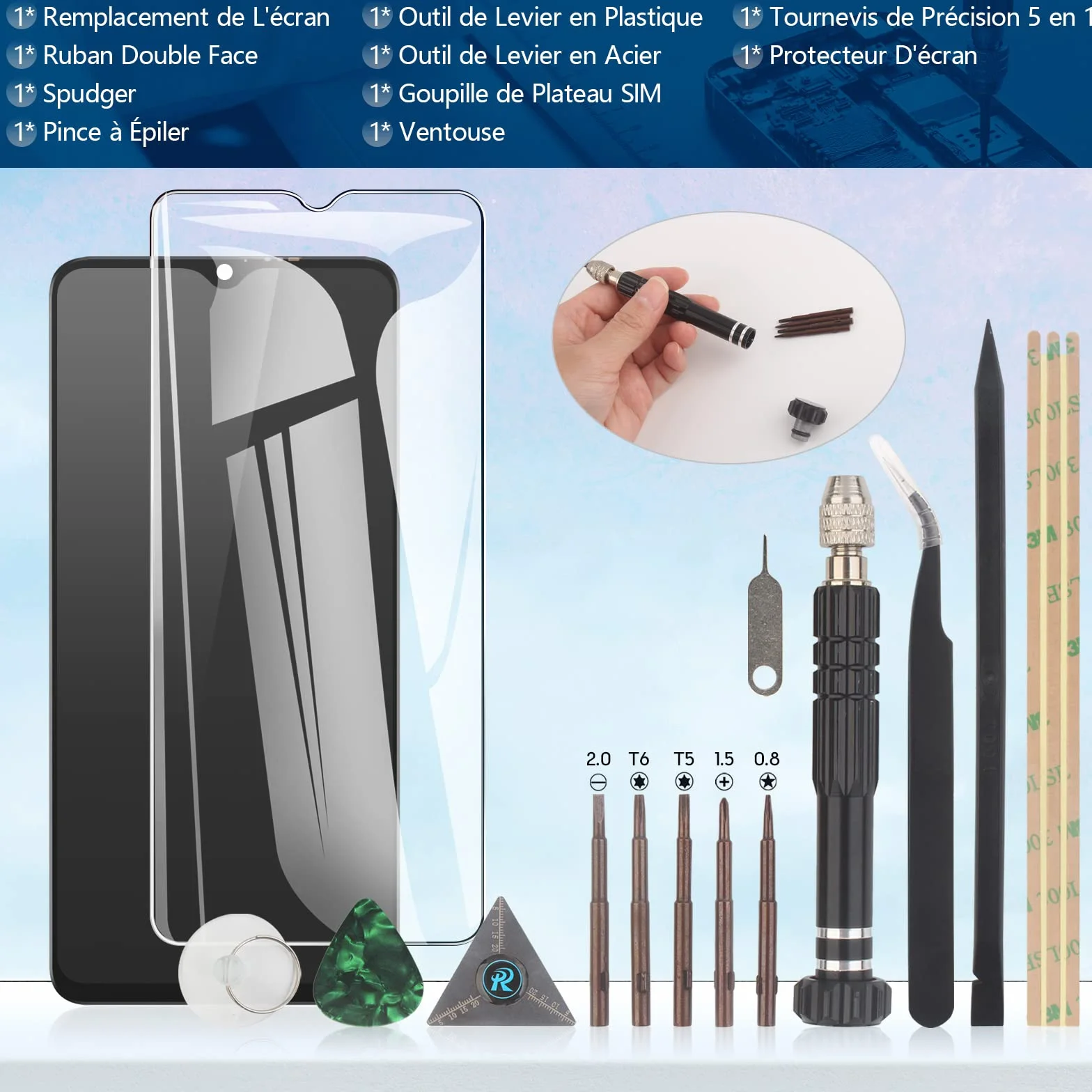 RongZy Écran pour Xiaomi Redmi Note 8 Pro M1906G7I M1906G7G LCD Écran Tactile Digitizer Interne pour Note 8 Pro Assemblé de Remplacement avec Outils(6.53")
