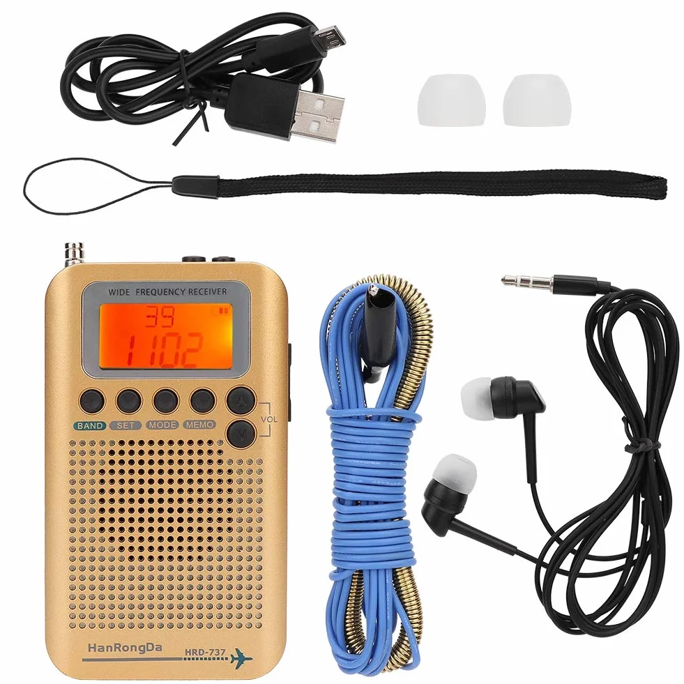 Radio VHF Airband Récepteur Toutes Bandes pour aéronefs Multifonctions avec écran LCD 1 Pouce Air/FM/AM/SW/VHF/CB