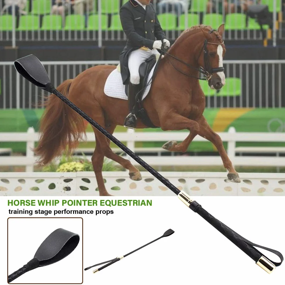 Kisbeibi Cravache pour chevaux d'équitation, manche en cuir PU, 30 cm