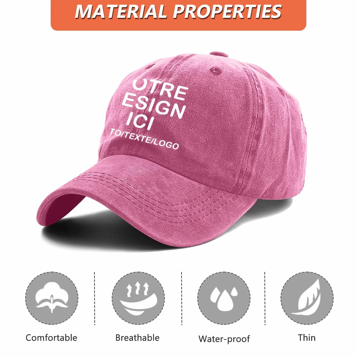 ERICAT Casquette Personnalisable Photo Nom Texte Hommes Femmes