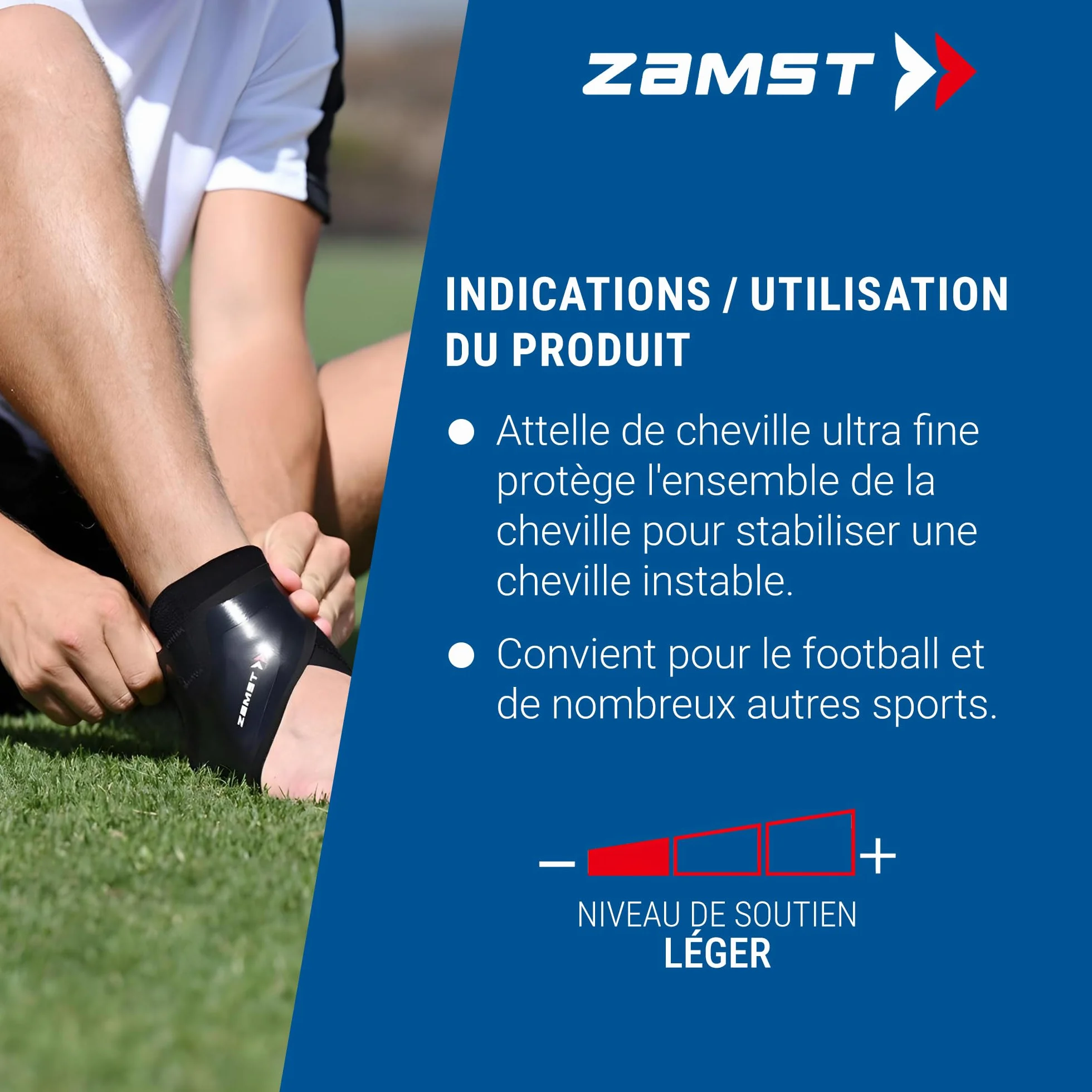 Zamst Filmista Chevillère - Orthèse de Cheville Ultra-Fine pour le Sport, Support Stabilisant - Droit, L