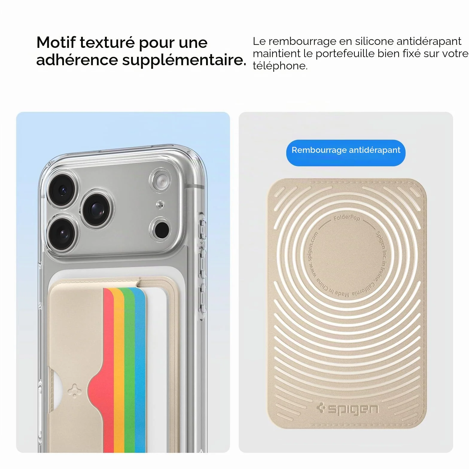 Caseology by Spigen Folder Pop Magsafe Porte-Cartes magnétique Silicone antidérapant Compatible iPhone 17/16/15/14/13/12 Series Arc-en-Ciel