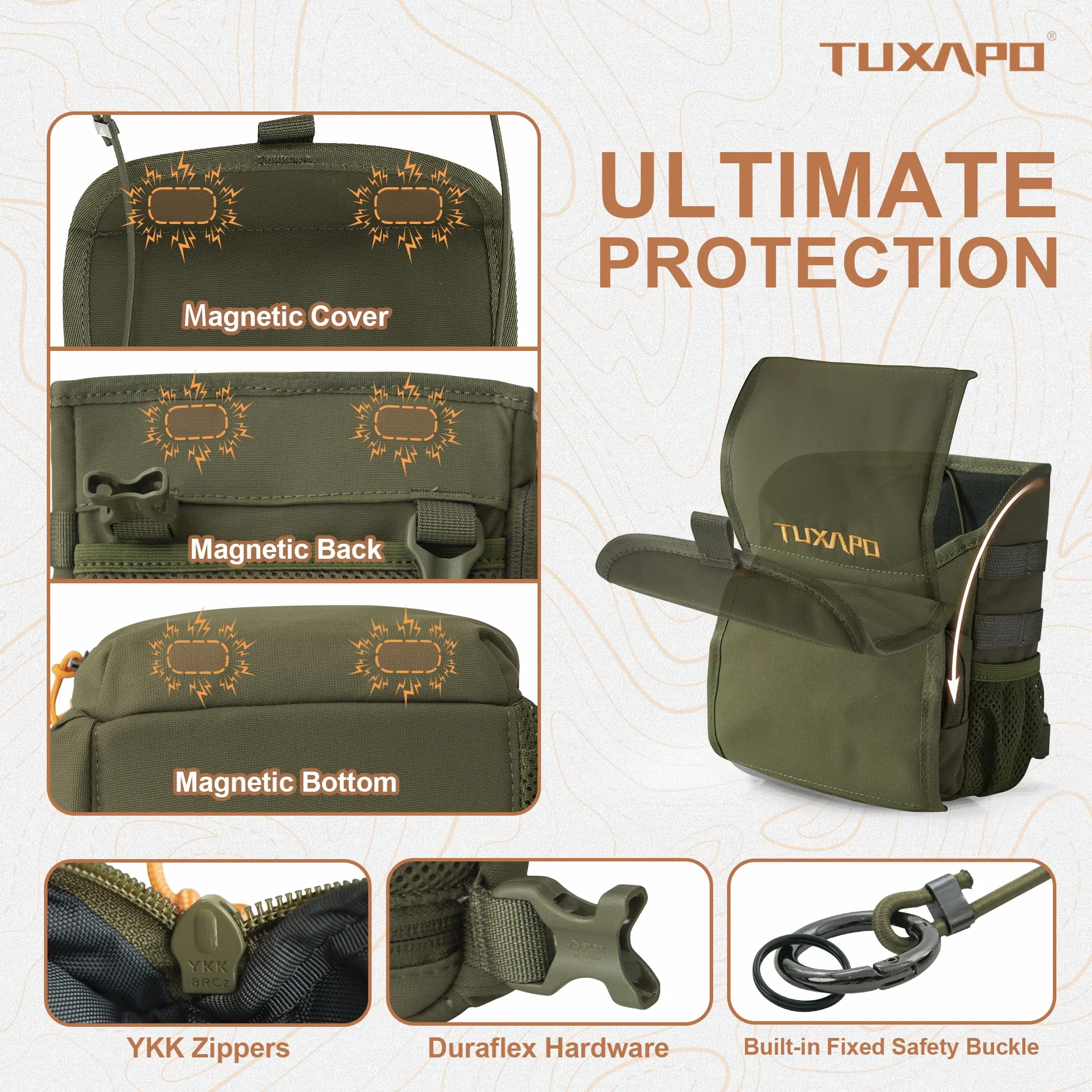 Harnais Binoculaire Poitrine Pack avec Pochette Télémètre pour Chasse Randonnée Tir
