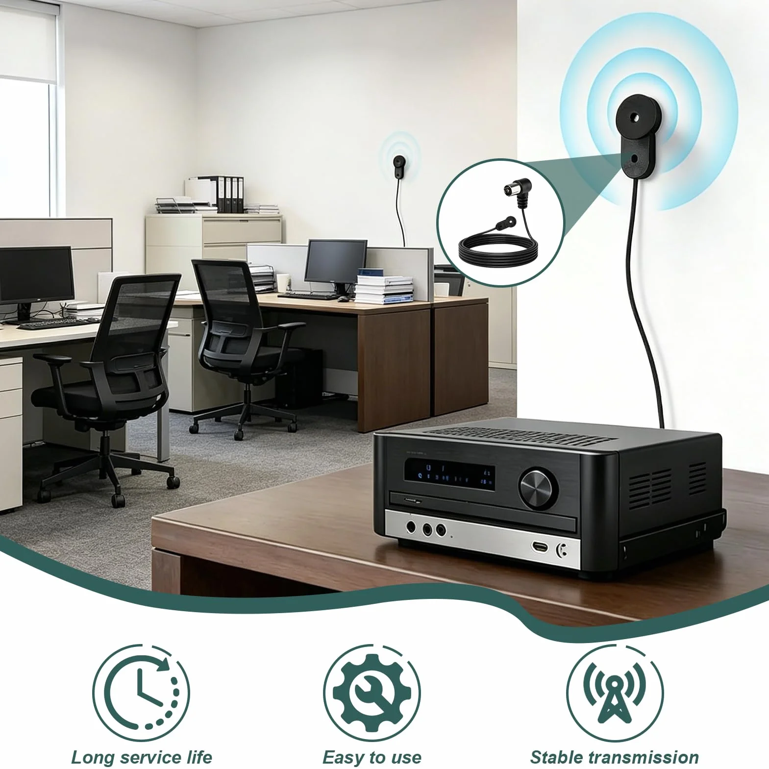 Antenne Radio FM Intérieure, Antenne FM Dipôle 75 Ohms pour Chaîne Stéréo, Tuner HiFi, Amplificateur et Récepteur, Antenne FM Câble Flexible, Plug and Play, Réception Radio Améliorée Système Audio
