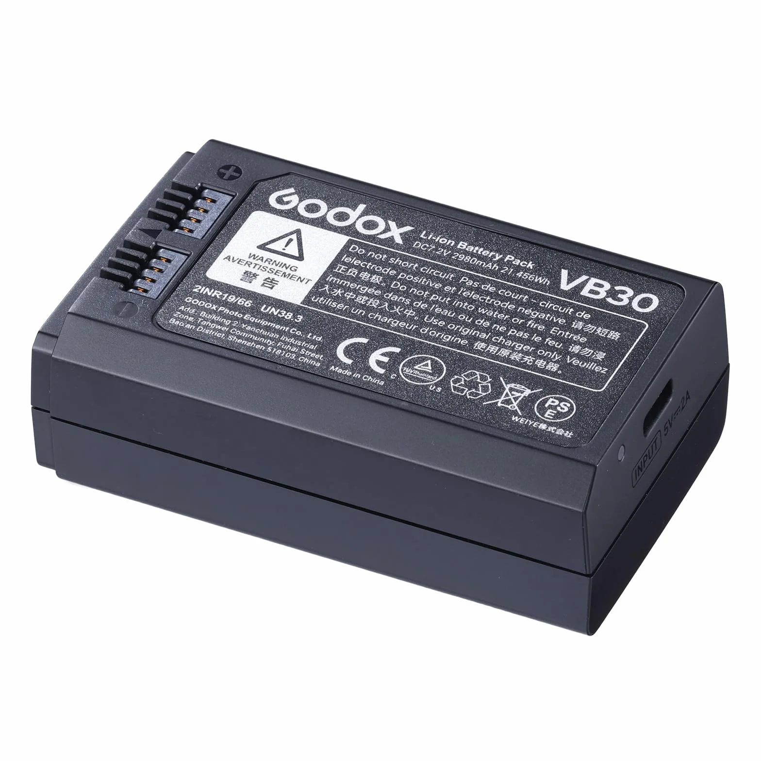 Godox VB30 Batterie, V1Pro Bartterie avec Type-C Port, 2980mAh VB30 Batterie Lithium pour Flash Godox V1 Pro C/S/N/F/O et V1 V860III V100