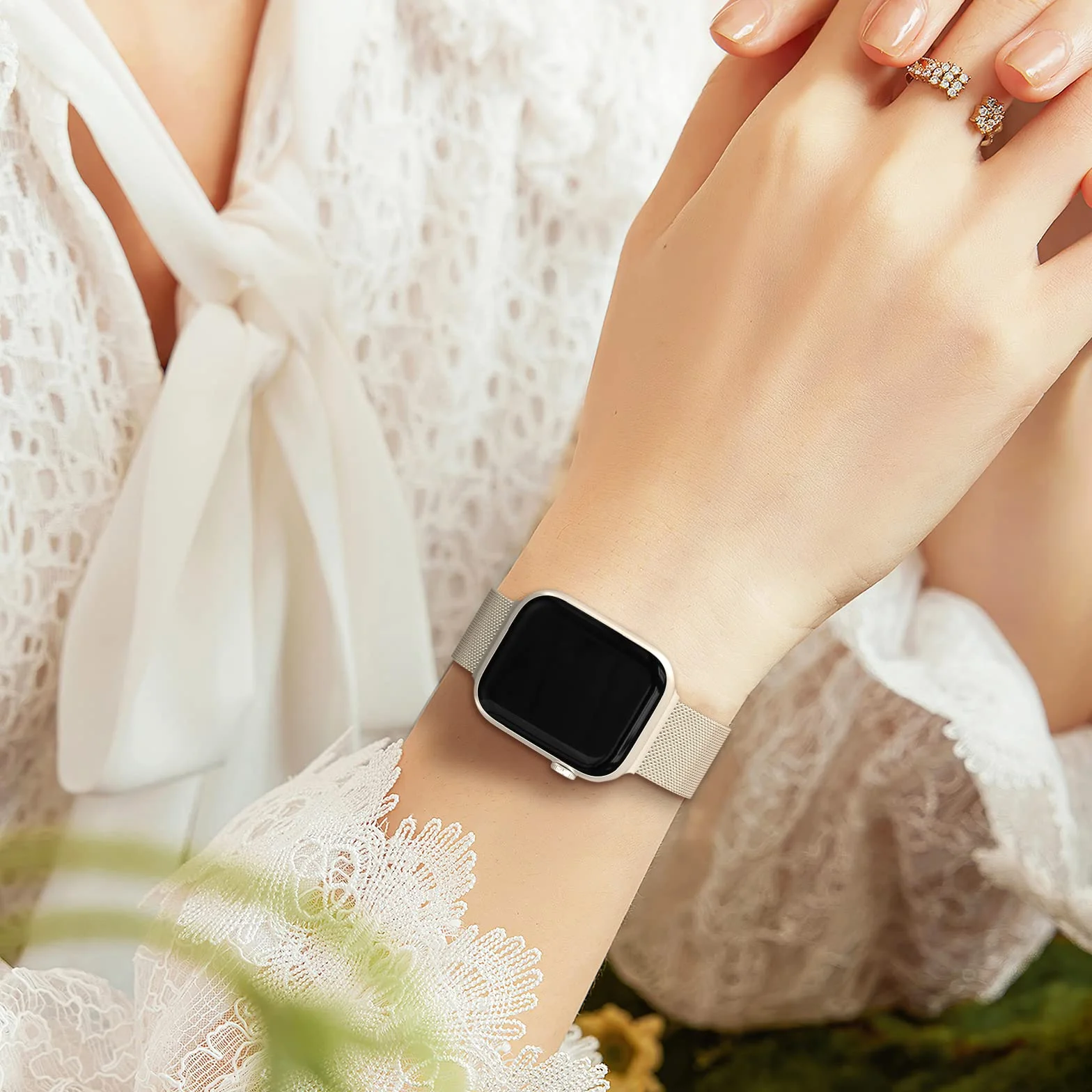 Higgs Métal Bracelet Compatible avec Bracelets Apple Watch 38mm 40mm 41mm 42mm 44mm 45mm 46mm 49mm Femme,Bracelet Double Magnétique pour iWatch Series 11 10 9 8 7 6 5 4 3 2 1 SE Ultra, Metal Milanais