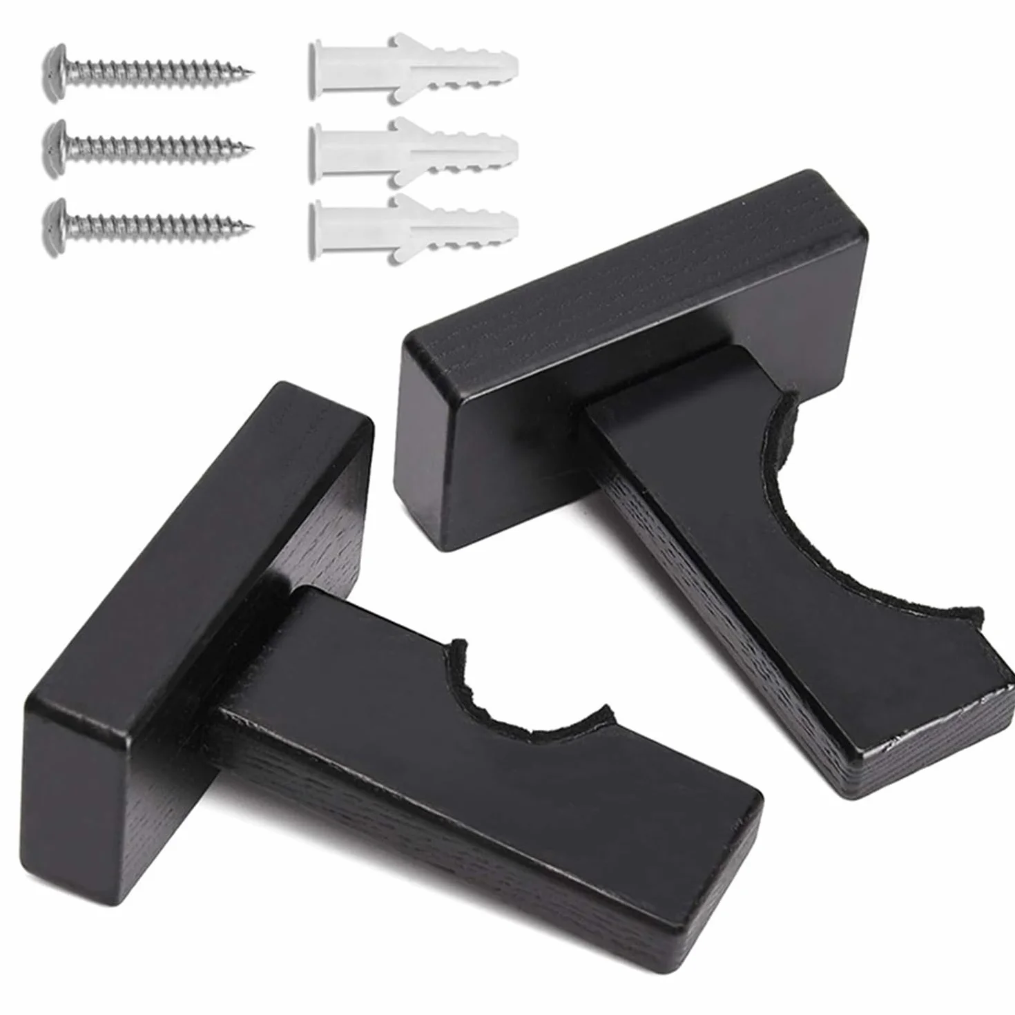 Support de Batte de Baseball en Bois 1 Paire Supports Muraux Horizontaux Noir