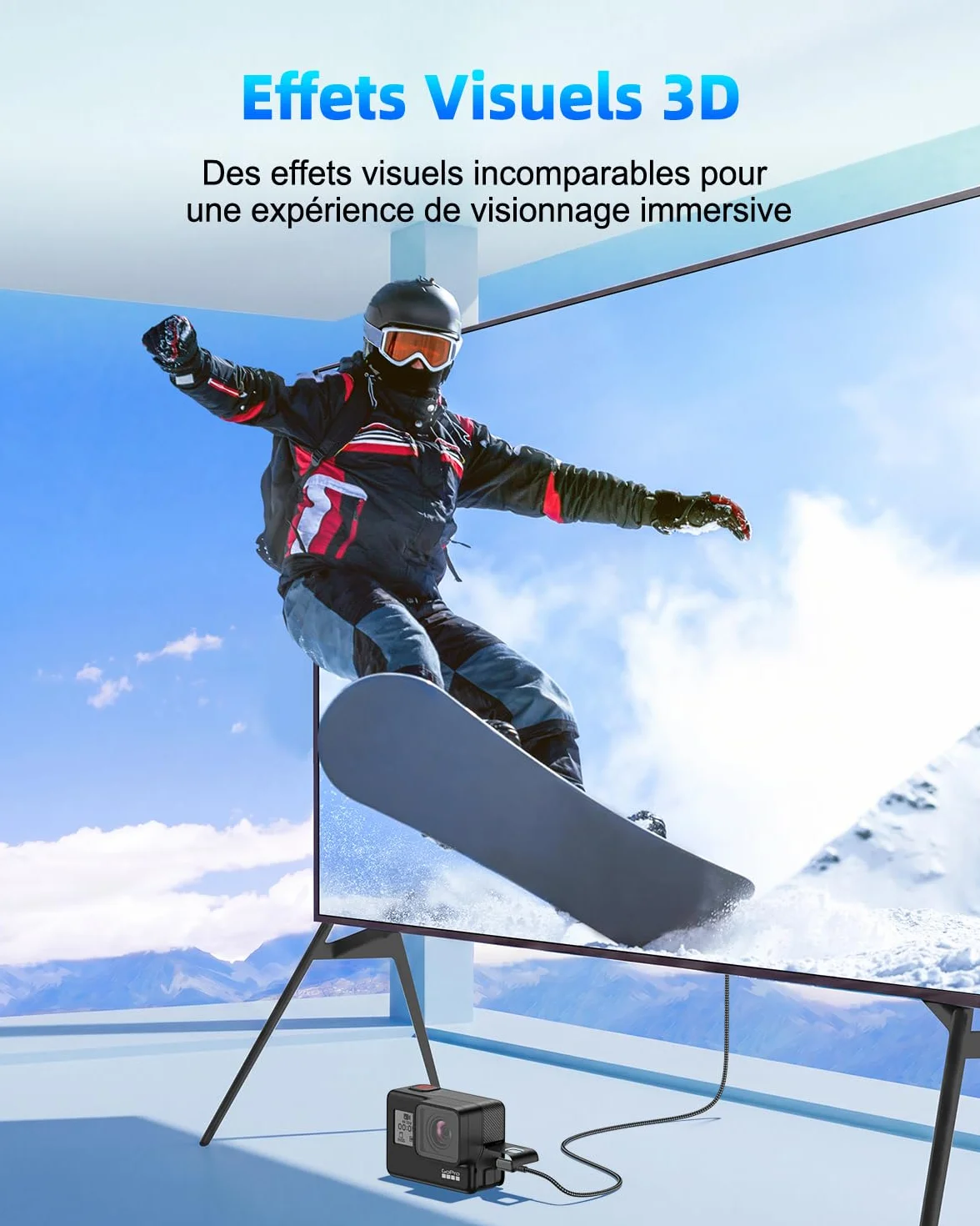 Câble Micro HDMI vers HDMI, 0.3m pour Streaming et Gaming, Câble Micro HDMI 2.0 avec 4K@60Hz, HDR, ARC et Dolby 3D Full HD, pour Moniteur, Caméras et Raspberry Pi 5/4