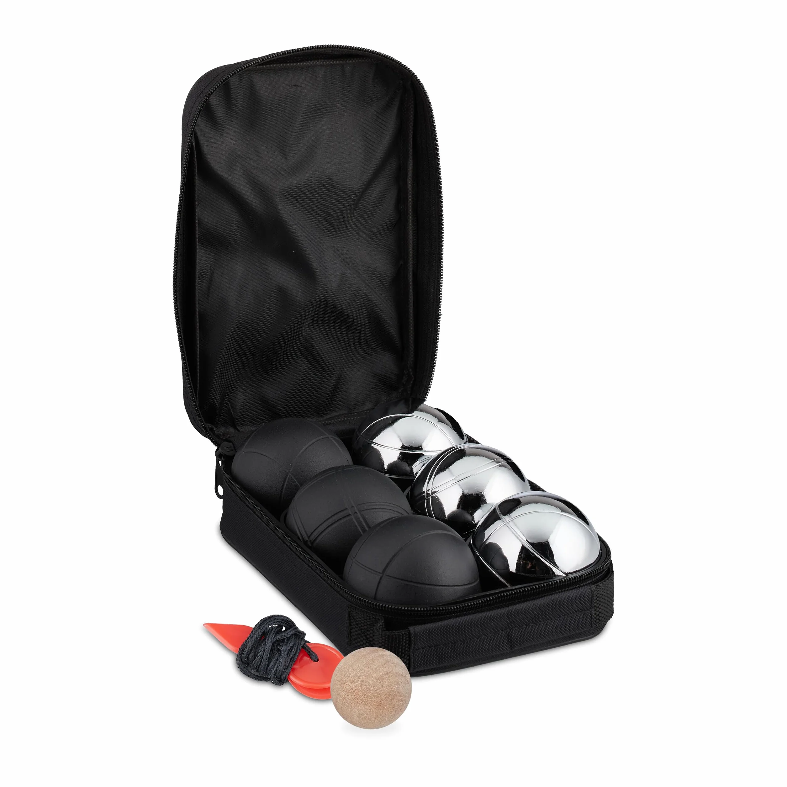 Boule de pétanque Lot de 6 Boules métalliques étui de Transport Noire et argentée