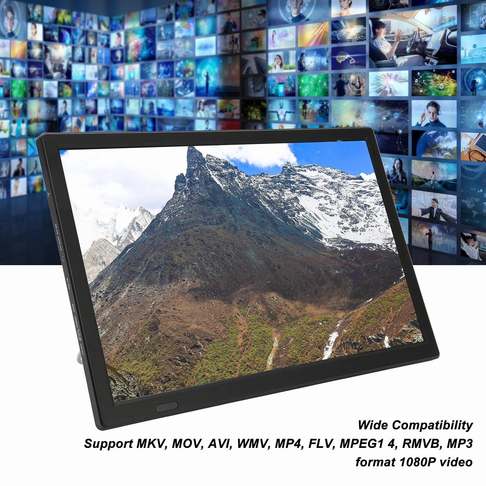Moniteur LED TV Portable 16 Pouces, écran HD LED TV avec Batterie au Lithium Rechargeable, pour Voiture, Caravane, Camping, Extérieur, Cuisine, Télévision/Moniteur avec Prise USB