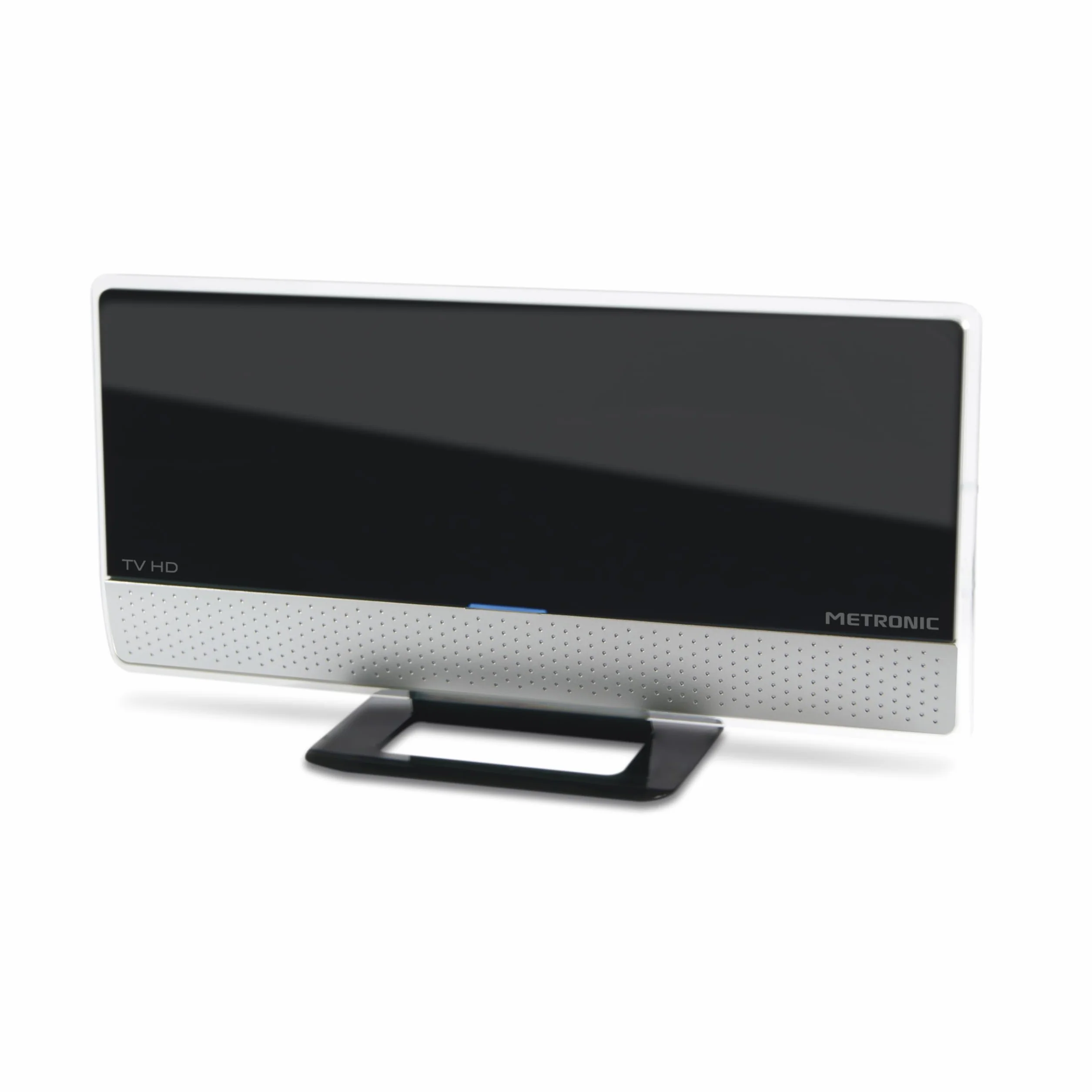METRONIC 416807 Antenne TV Intérieur Puissante Amplifiée et Extra Plate Compatible 4K UHD - Réception TNT Haute Définition - Noir