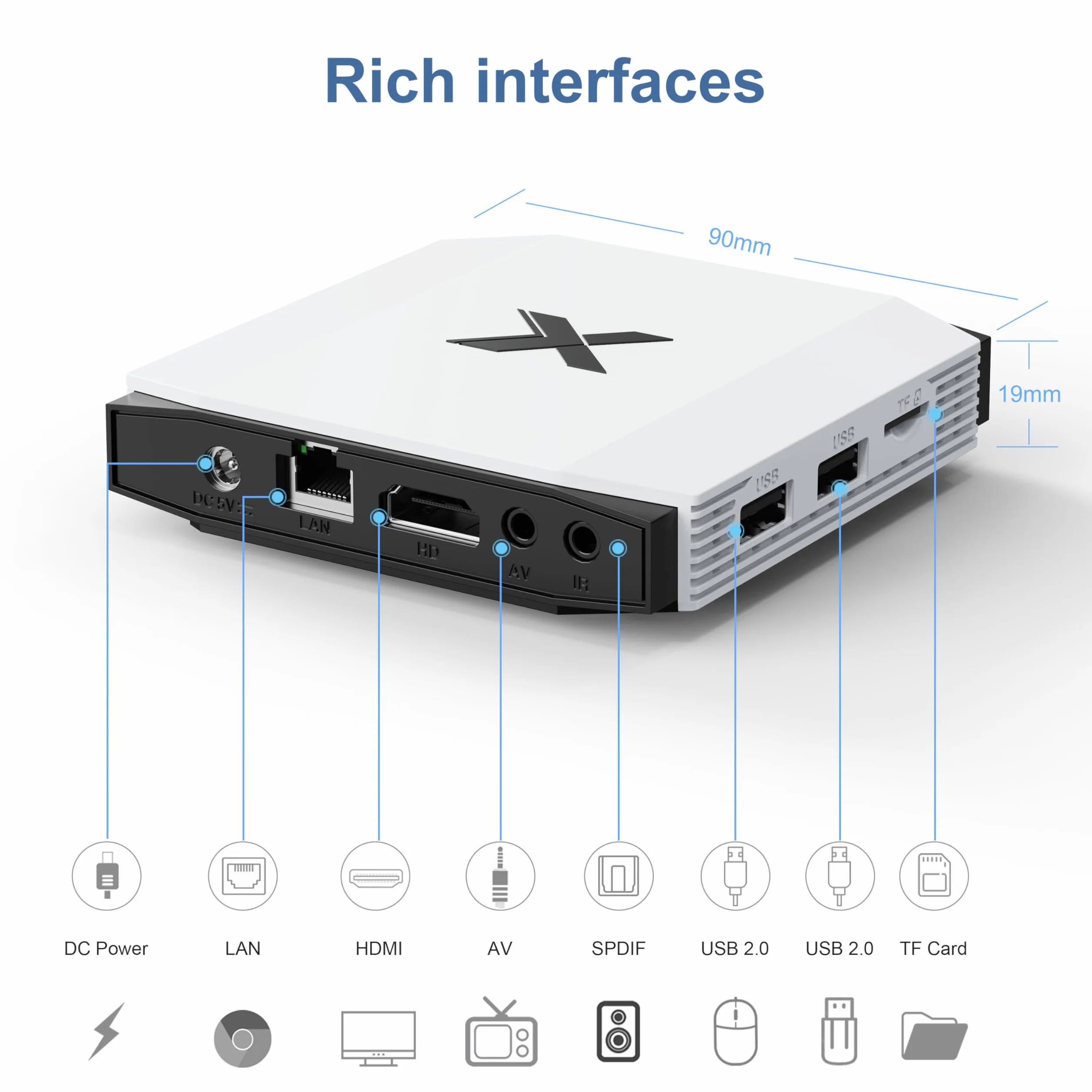 Boîtier TV Android 4Go RAM 32Go ROM 4K Ultra HD WiFi 6 Double Bande Bluetooth Design Compact