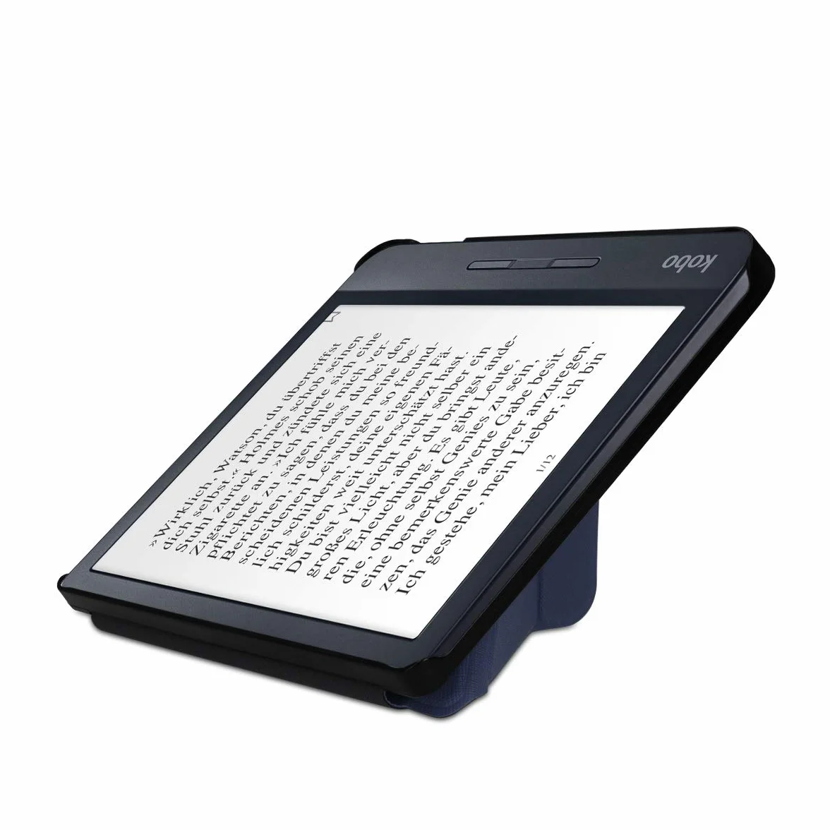 kwmobile Étui Compatible avec Kobo Libra H2O Coque - Étui à Rabat magnétique Tablette eReader Similicuir - Bleu foncé