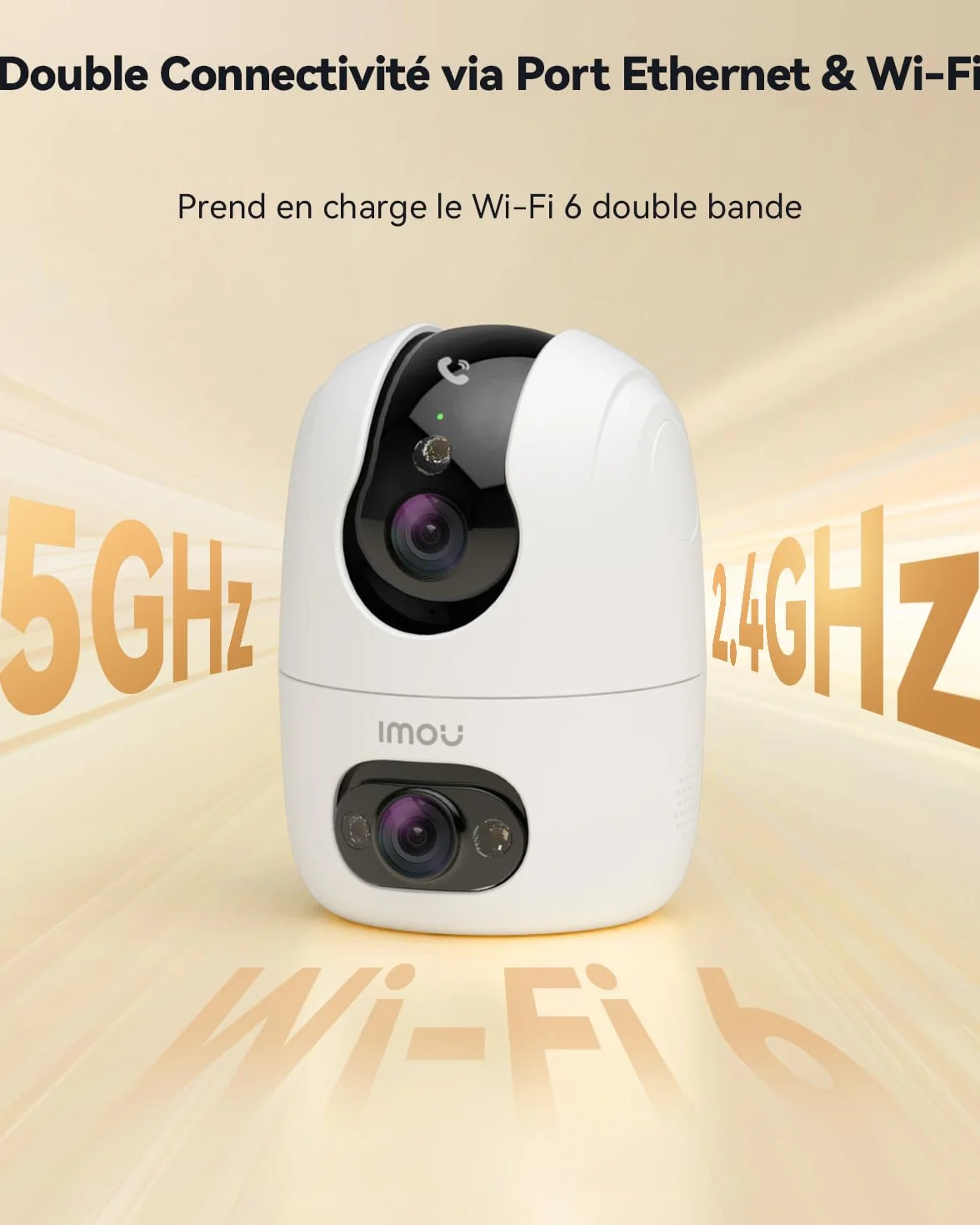 Imou 4K(4MP+4MP) Caméra Surveillance WiFi Intérieur Double Objectif, WiFi 2,4G/5GHz, Vision Nocturne Couleur, Détection de Personnes/Animaux, Suivi Automatique, Compatible Alexa pour Bébé/Chien/Maison