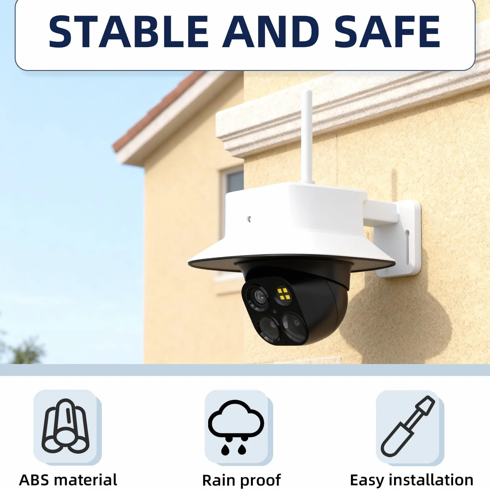 Housse de Protection Contre la Pluie pour Eufy Security SoloCam S340 Résistante aux Intempéries Protège Contre la Pluie, Les Aayons UV Poussière et Vents Violents（Blanc）