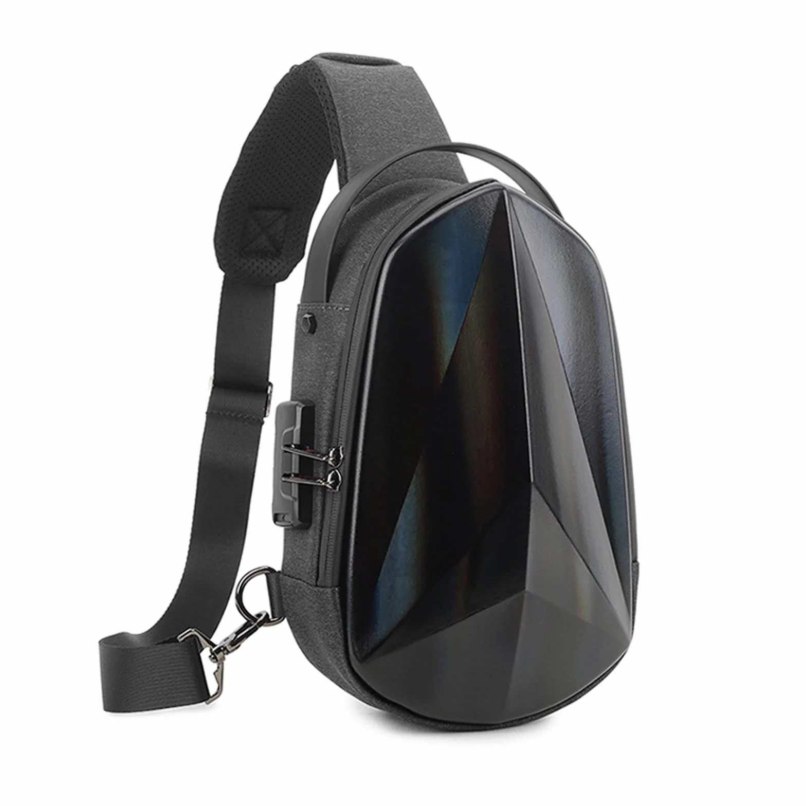FANDARE Sling Bag Impermeable avec USB Sac d'Epaule pour Homme Femme Voyage Sport Noir