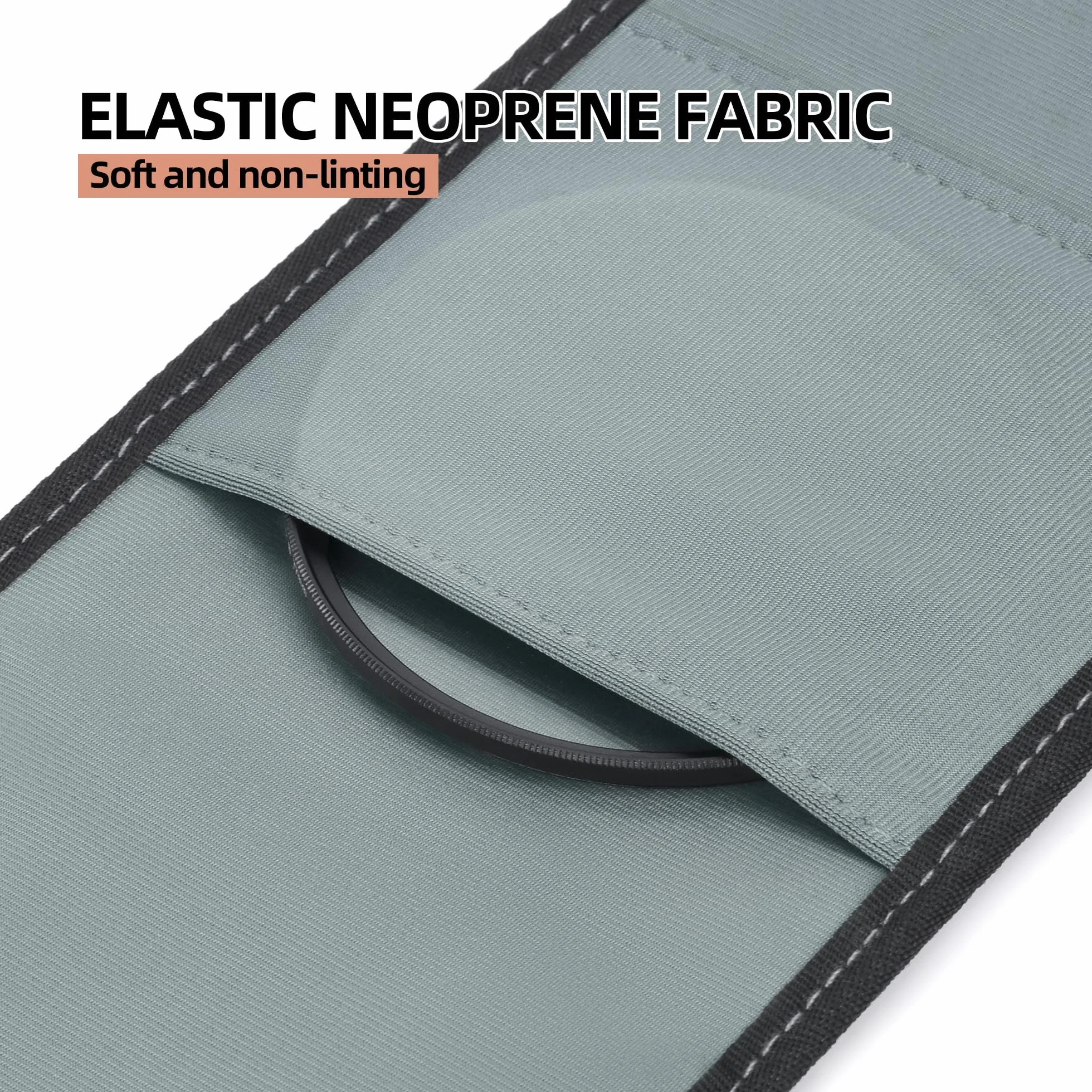 Walking Way Pochette Pliable pour Filtre Photo 3 Poches, Étui Protection Imperméable Antipoussière Jusqu'à 82mm