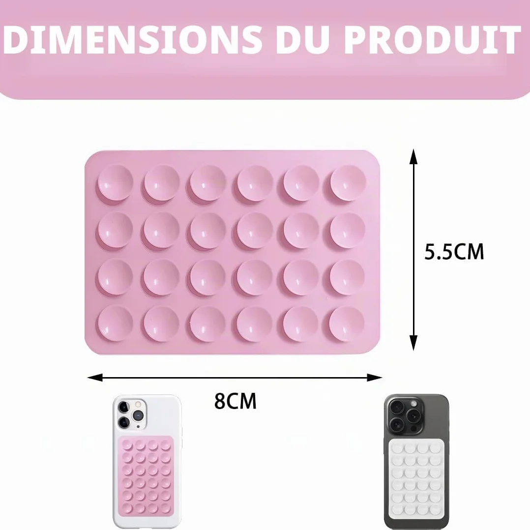 Ventouse Téléphone 2 Pièces En Silicone, Support Mains Libres 8Cm X 5.5Cm Pour Miroir Et Douche