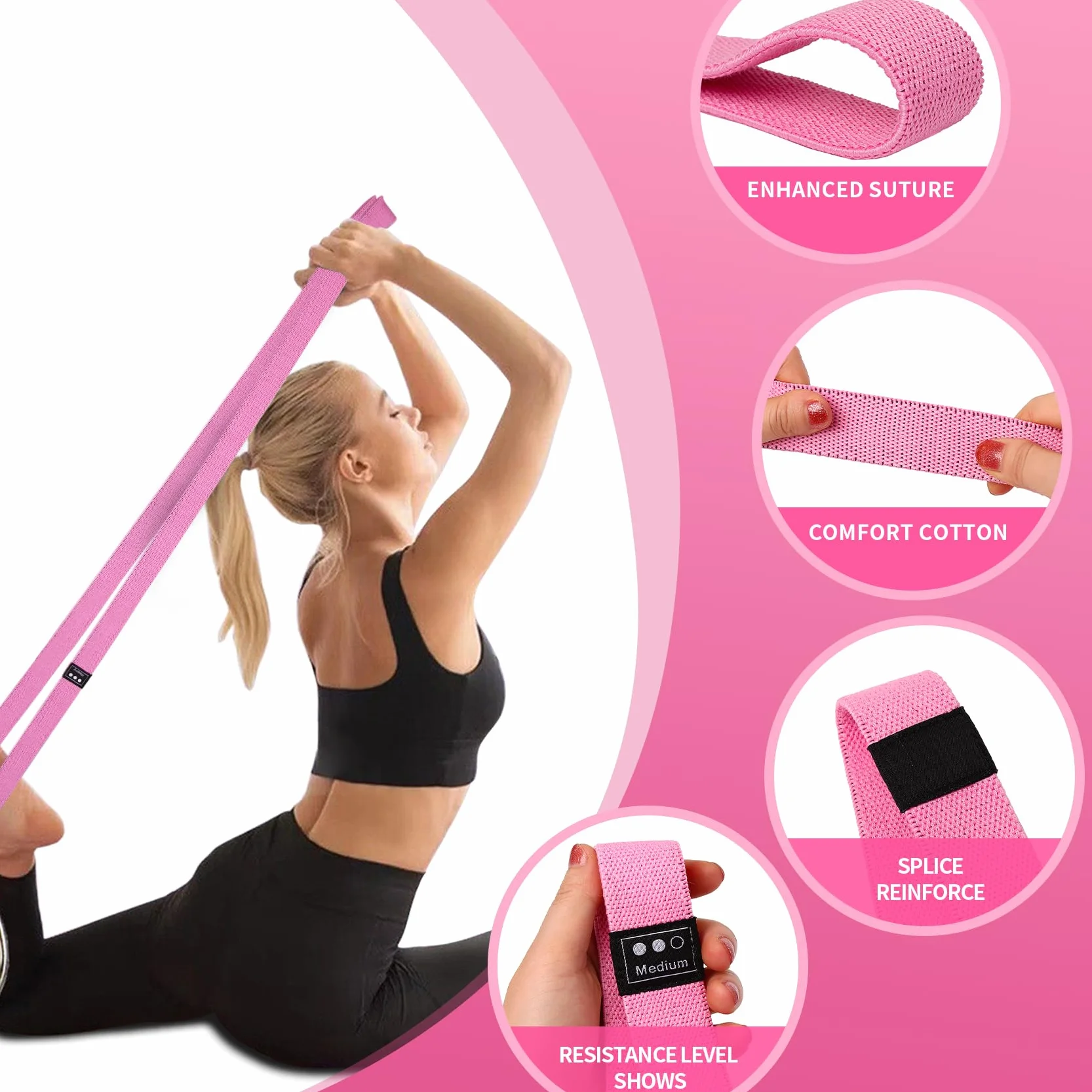 CEILIWEN Lot de 3 Bande de Résistance Fitness en Tissu avec 3 Niveaux de Force