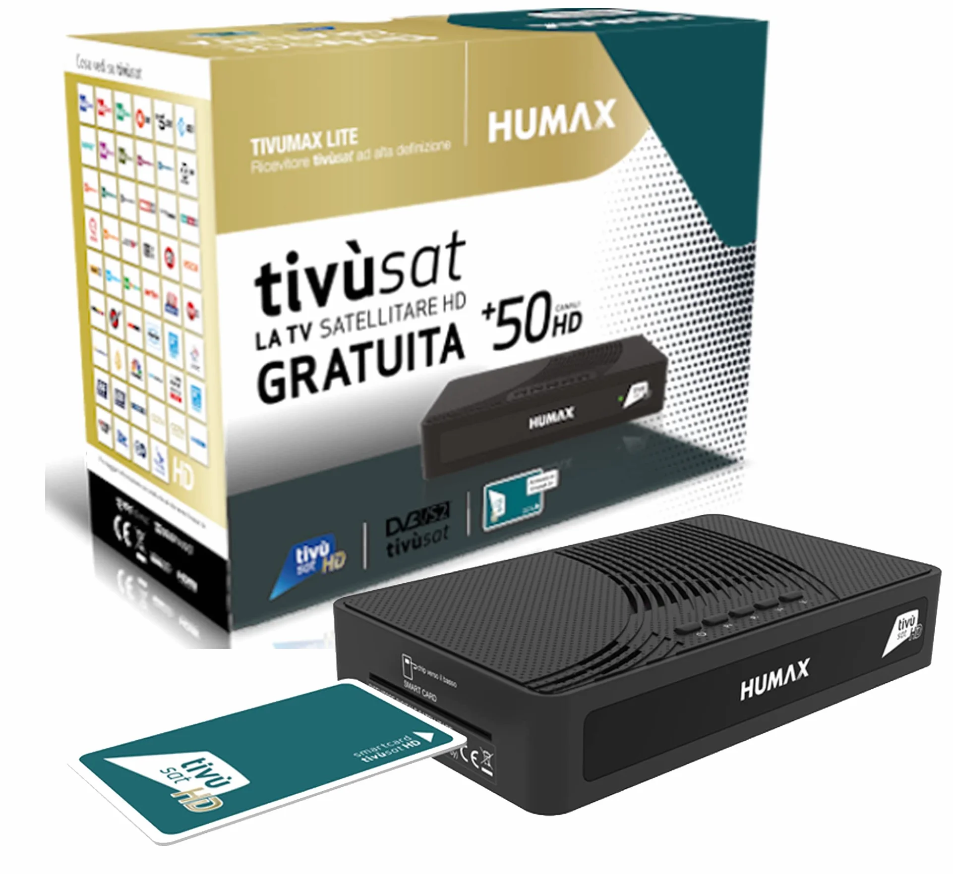 Humax – Récepteur Satellite HD avec Codage S2 HD-3600S2 + Carte Tivùsat