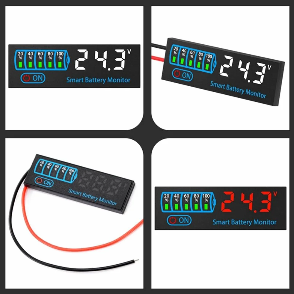 18650 Li-Ion Lipo Lithium Test 7-55V Acide Batterie Indicateur de Niveau Testeur LEDAffichage Compteur Module Capacité Tension Compteur,C