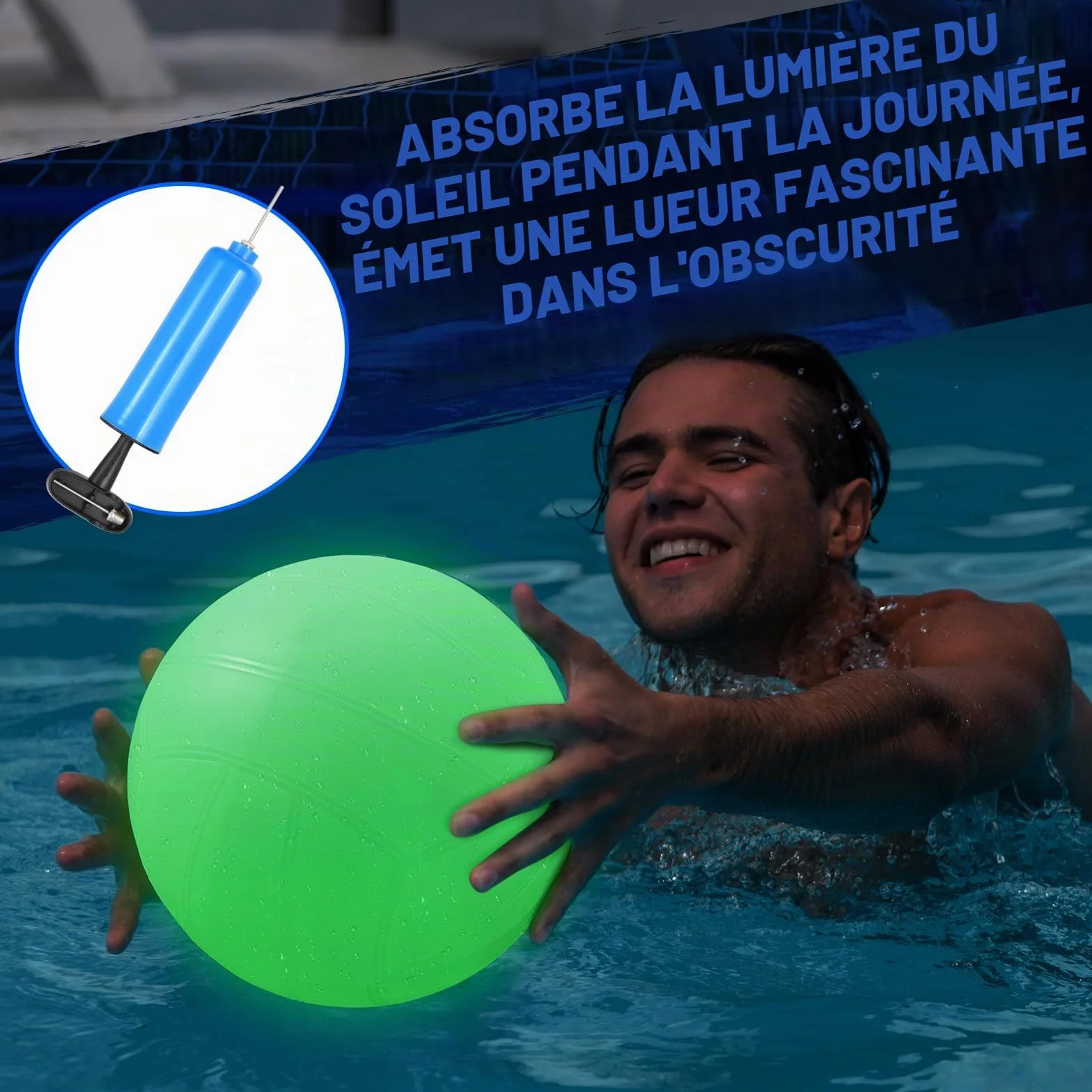 Haokelball Filet de Volleyball de Piscine réglable 4,6 m à 9,8 m avec 2 Ballons Pompe Sac