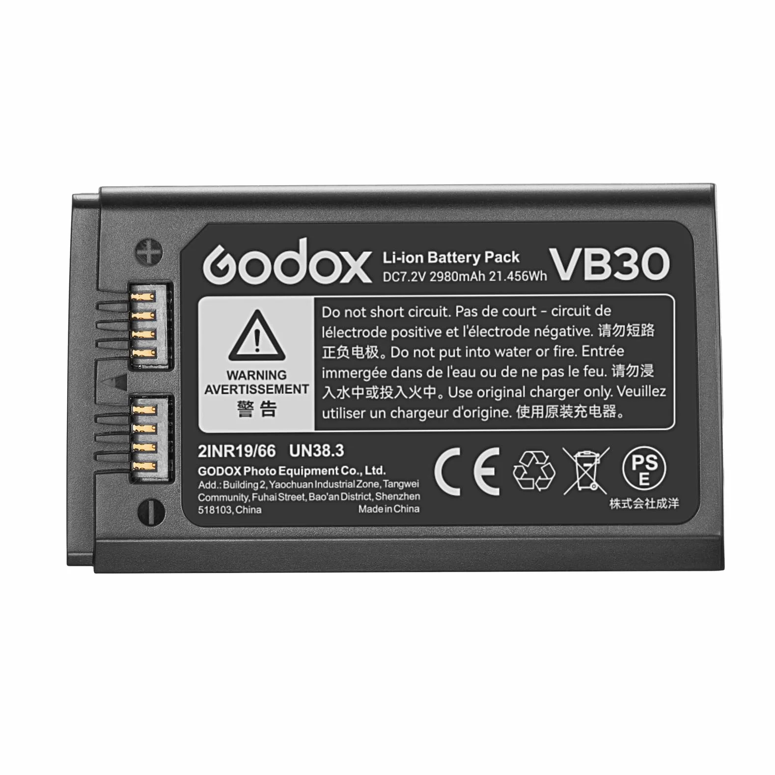 GODOX VB30 Lithium au Batterie, 21.45Wh DC7.2V 2980mAh Batterie de Remplacement, Convient au Godox V1Pro V100 V1 V860III V850III AD100Pro Flash, Supporte Charge Type-C