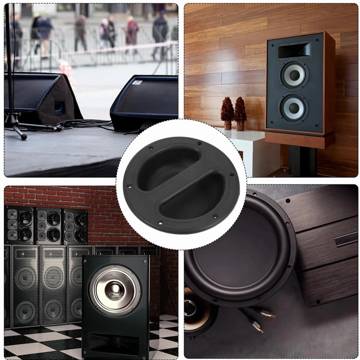 8 pièces Poignée Encastrée pour Enceinte Abs Noir Poignée Robuste pour Haut-parleurs et Caissons de Basse Design Simple et Résistant pour Transport Sécurisé