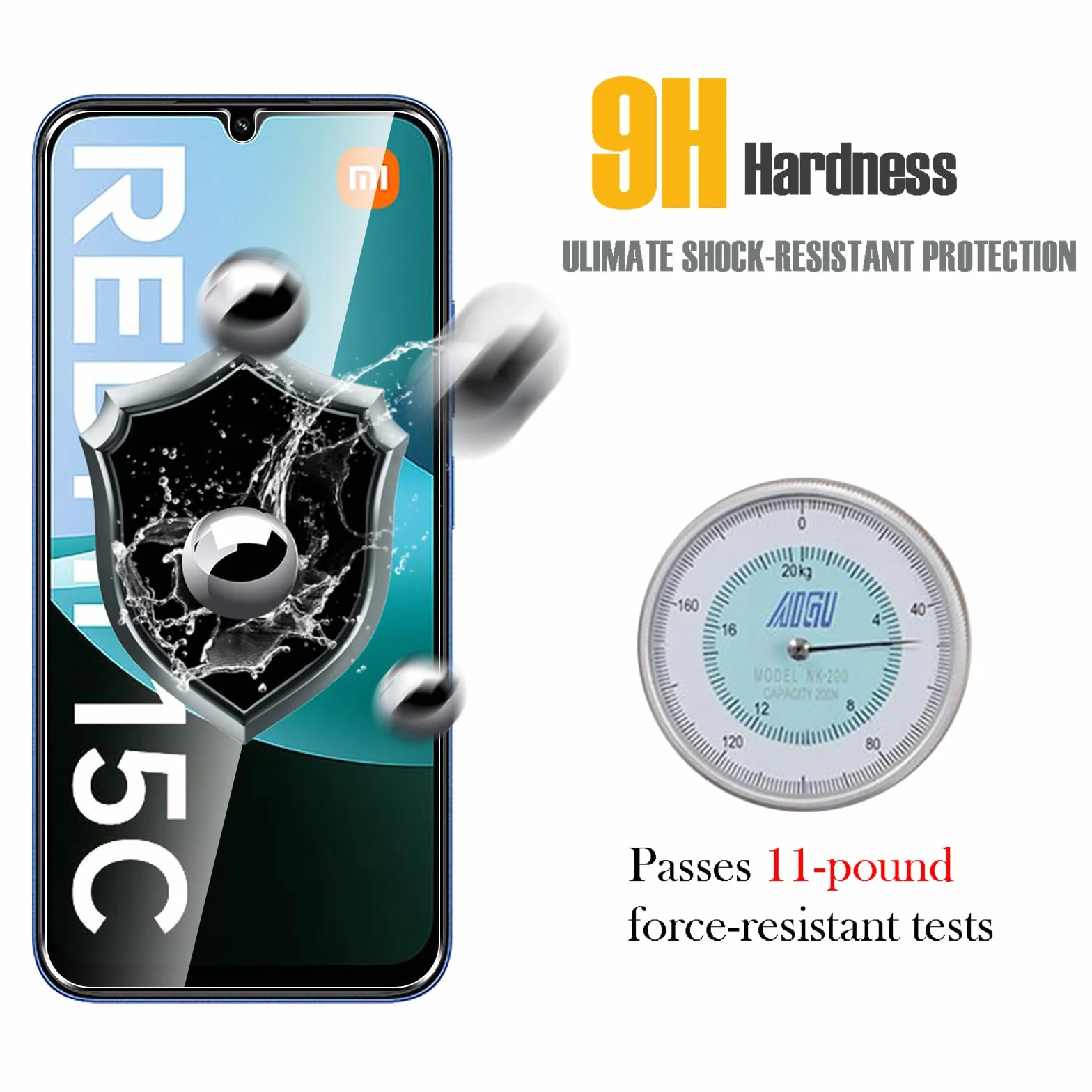 WFTE [Lot de 2 Verre Trempé pour Xiaomi Redmi 15C 4G/5G/Xiaomi Poco C85, 0,26mm Film de Protection D'écran avec Haute Transparence à 99%, Anti-Trace Protecteur avec Dureté 9H Glass pour Redmi 15C