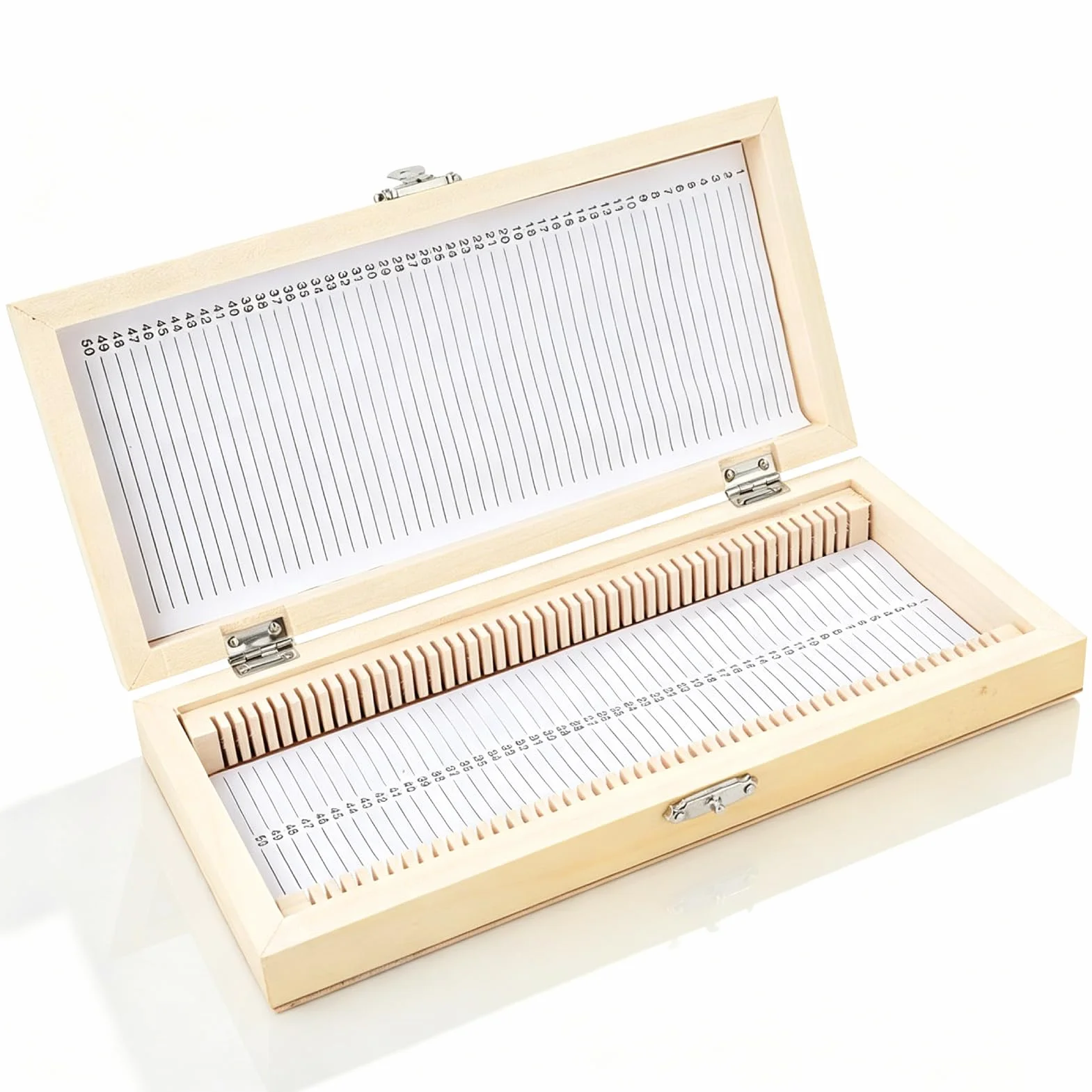 Coffret en Bois pour Lames de Microscope 50 Diapositives Boîte de Rangement 23x10,6x3,5cm