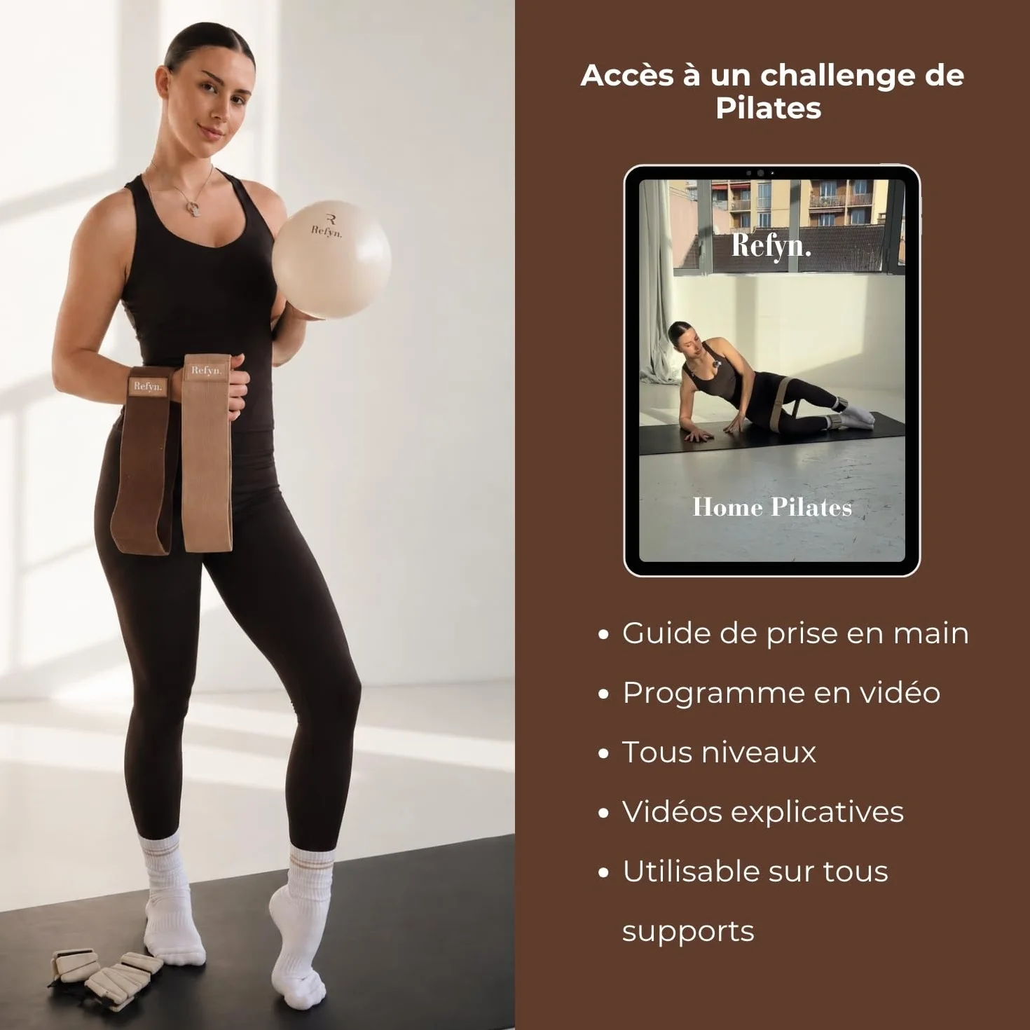Kit Pilates Maison avec Poids Chevilles, Anneau, Bandes Résistance, Ballon, Cercle - Fitness, Yoga, Musculation