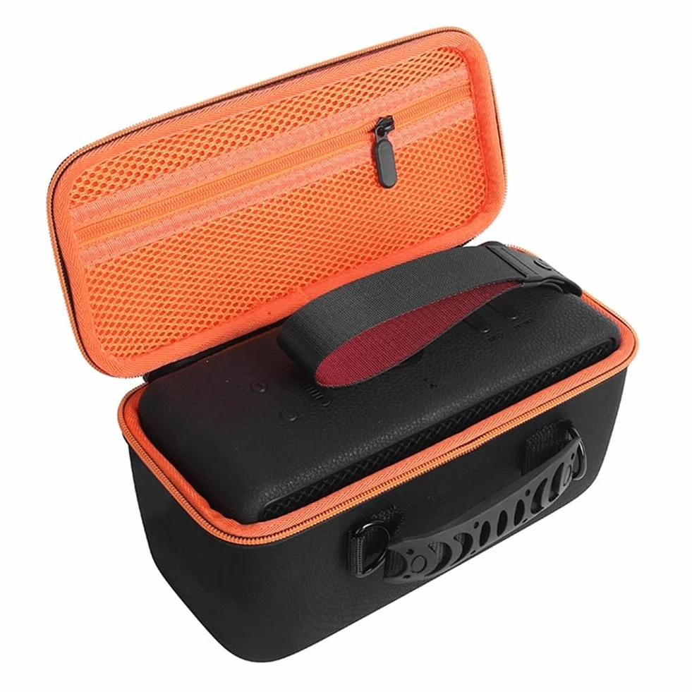 Étui de rangement en EVA avec fermeture éclair sécurisée pour protection contre les chocs pour haut-parleur Marshall Middleton II étanche pour une utilisation en extérieur (noir + orange)